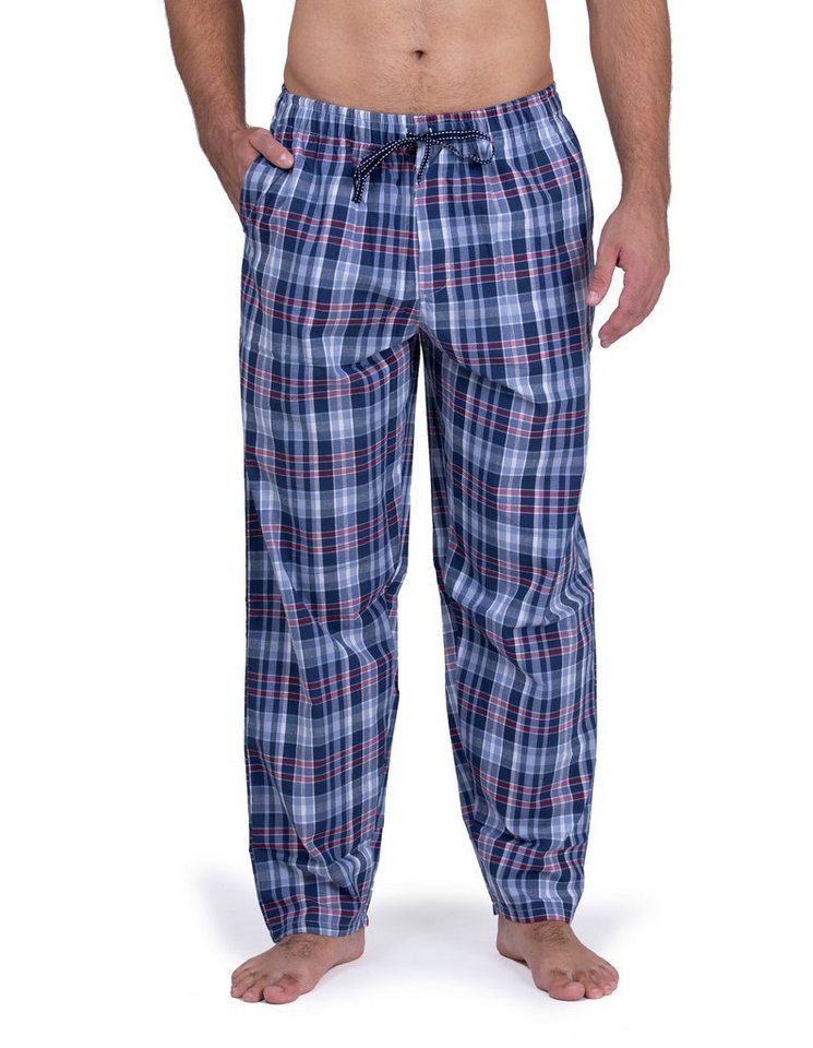 Moonline Schlafhose Herren Webhose Freizeithose Loungewear aus 100% Baumwolle von Moonline