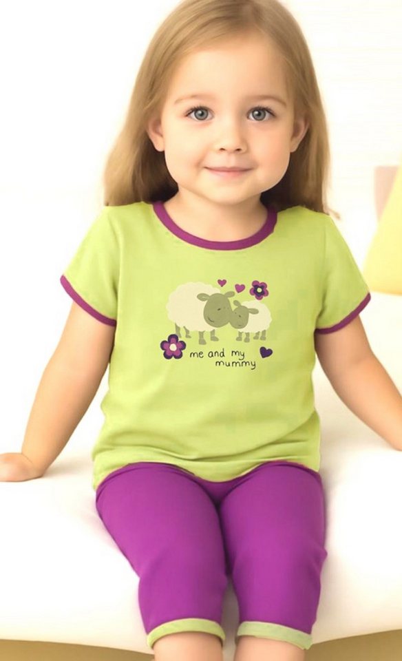 Moonline Shorty Kurzer Kinder Schlafanzug Shorty Pyjama Kurzarm Nachthemd 100 Baumwoll (Set, 2 tlg) kurze Form aus Baumwolle von Moonline