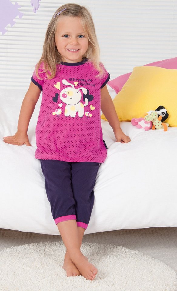 Moonline Shorty Kurzer Kinder Schlafanzug Shorty Pyjama Kurzarm Nachthemd 100 Baumwoll (Set, 2 tlg) kurze Form aus Baumwolle von Moonline