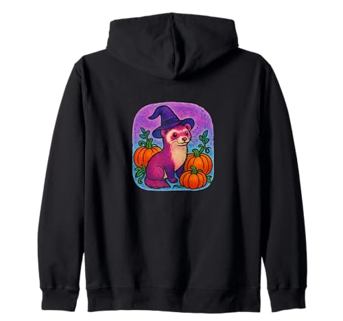 Halloween Hexe Frettchen Kürbis Patch Magic Kapuzenjacke von Moonlit Mischief Den Art