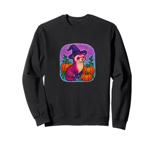 Halloween Hexe Frettchen Kürbis Patch Magic Sweatshirt von Moonlit Mischief Den Art