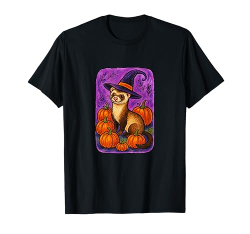 Halloween Hexe Frettchen Kürbis Patch Magic T-Shirt von Moonlit Mischief Den Art