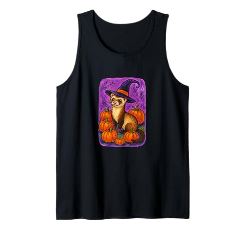Halloween Hexe Frettchen Kürbis Patch Magic Tank Top von Moonlit Mischief Den Art