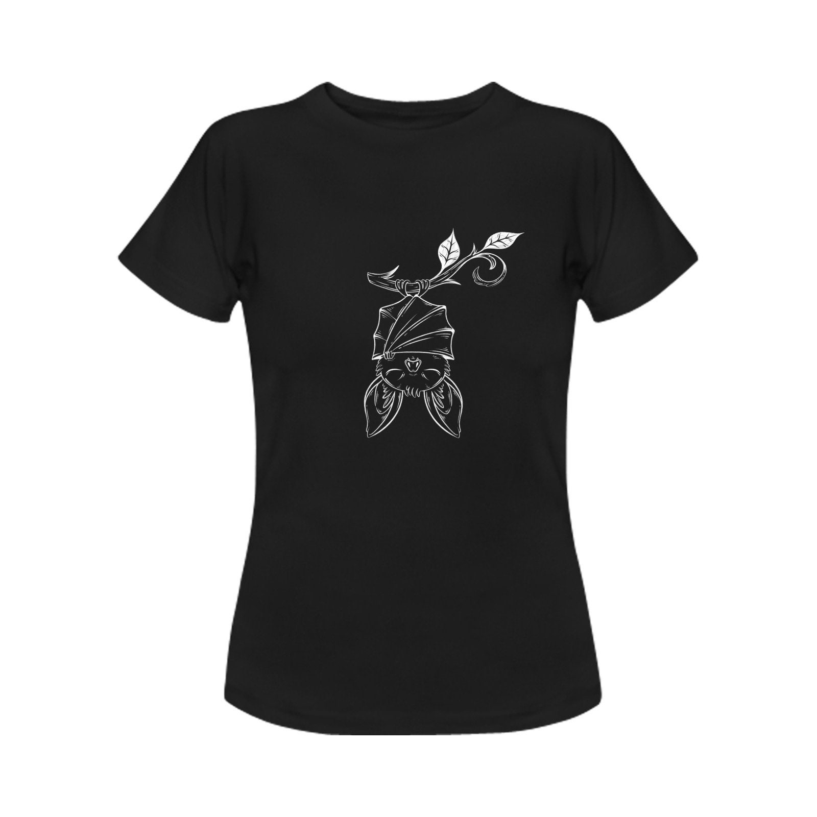 Sleeping Bat Gothic Schwarzes T-Shirt Für Frauen von MoonlitAlternative