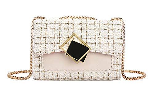 Moonlitt Kleine Abendtasche für Frauen Crossbody-Tasche Kette Schulter Abend Clutch Tweed beutel, Elfenbein (gebrochenes weiÃŸ), Small von Sunwel Fashion