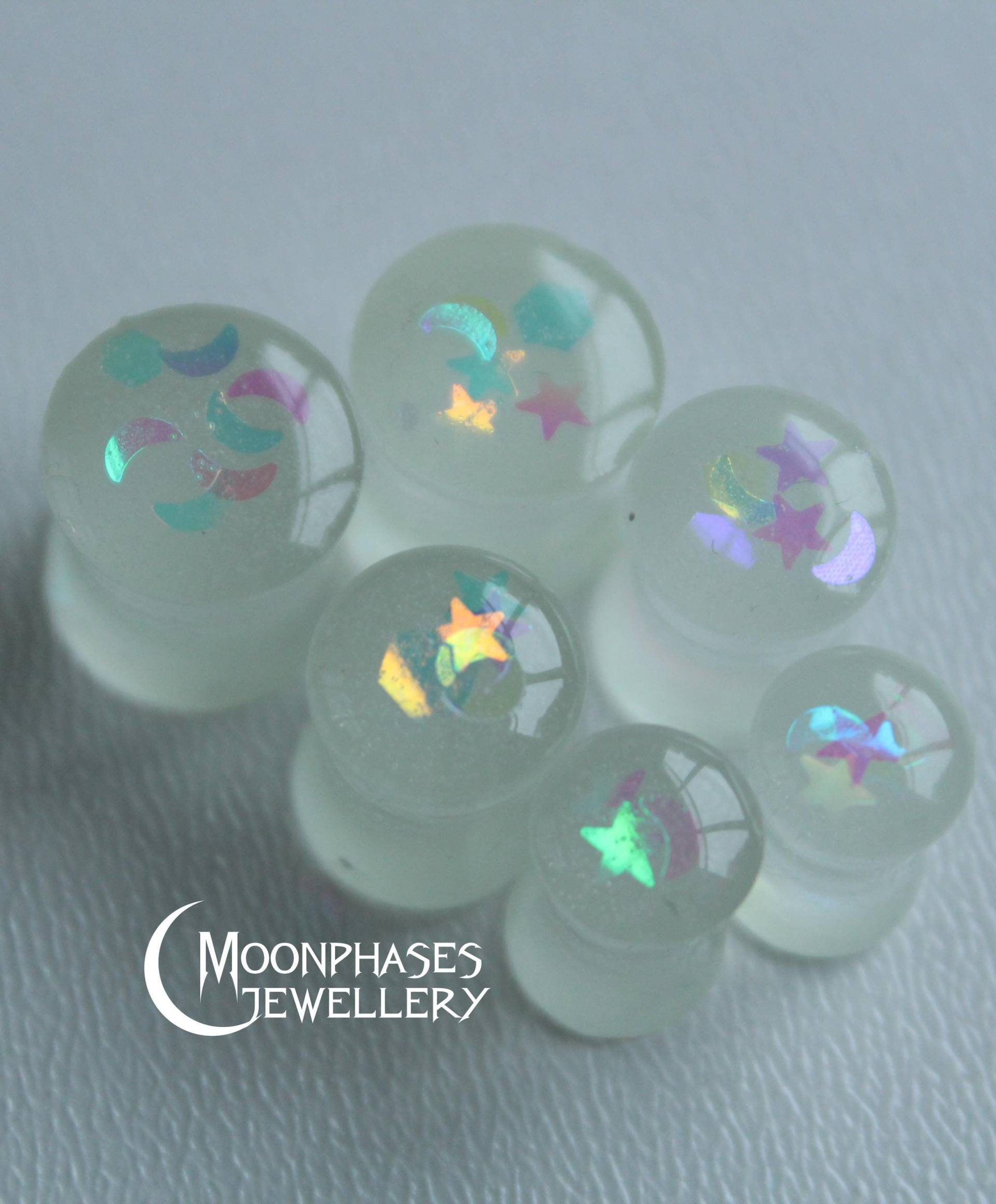 Glow in The Dark Ohrmesser/Mond Stern Ohr Plugs Für Gedehnte Lobes Ohrtunnel 0G 00G 1/2 "/ 4 - 30 Mm Glow in The Dark Ohrmesser/Mond Stern Ohr Plugs Für Gedehnte Lobes Ohrtunnel 0G 00G 1/2 "/ 4 - 30 Mm von MoonphasesJewellery