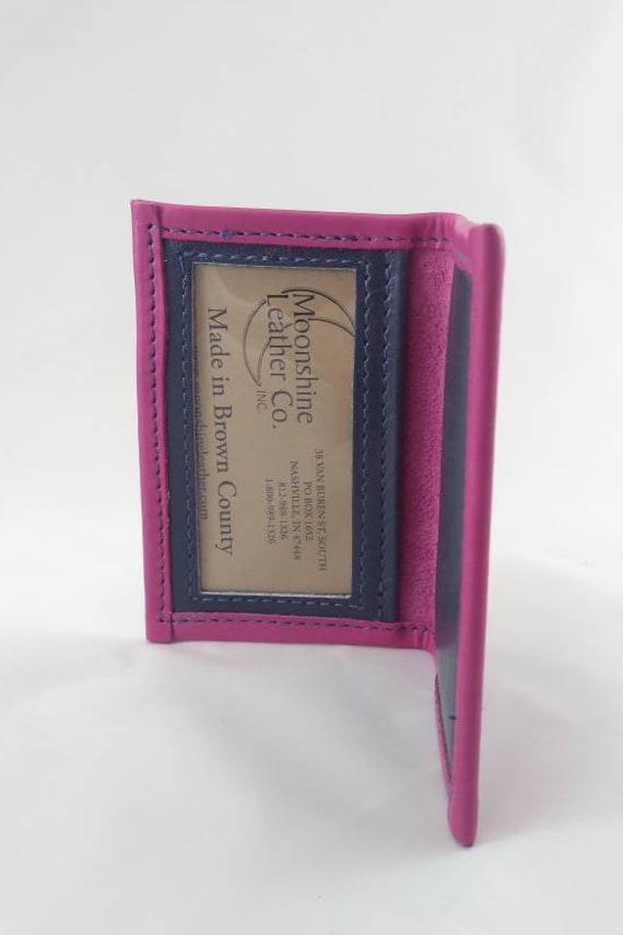 Leder-Id Karteninhaber Ooak Rosa & Grau Two Tone von MoonshineLeatherCo