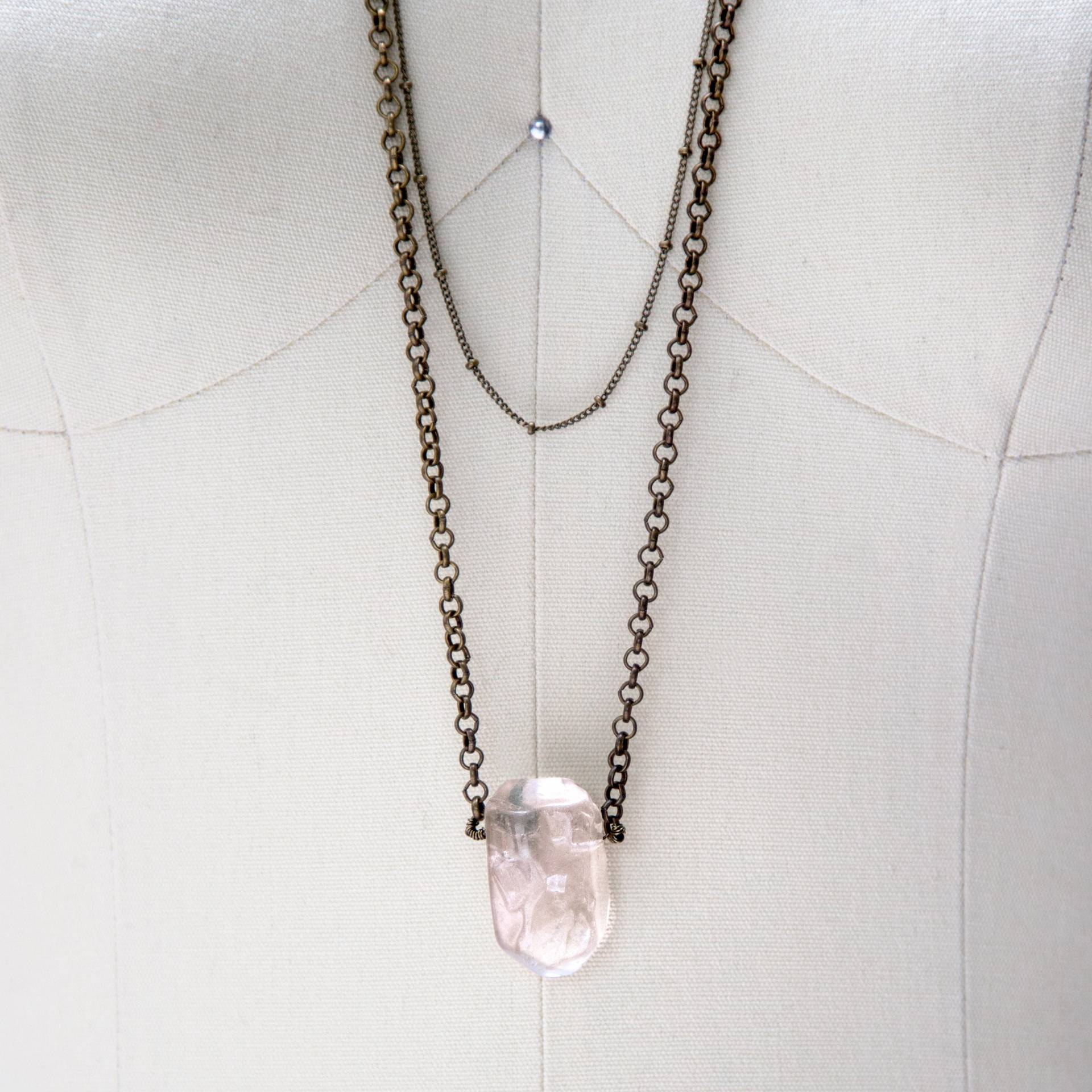 Bergkristall Lange Doppel-Kette Halskette Bergkristall Lange Doppel-Kette Halskette von MoonspineDesign