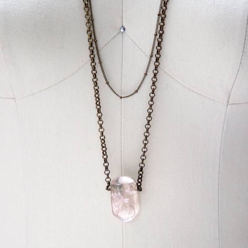 Bergkristall Lange Doppel-Kette Halskette Bergkristall Lange Doppel-Kette Halskette von MoonspineDesign