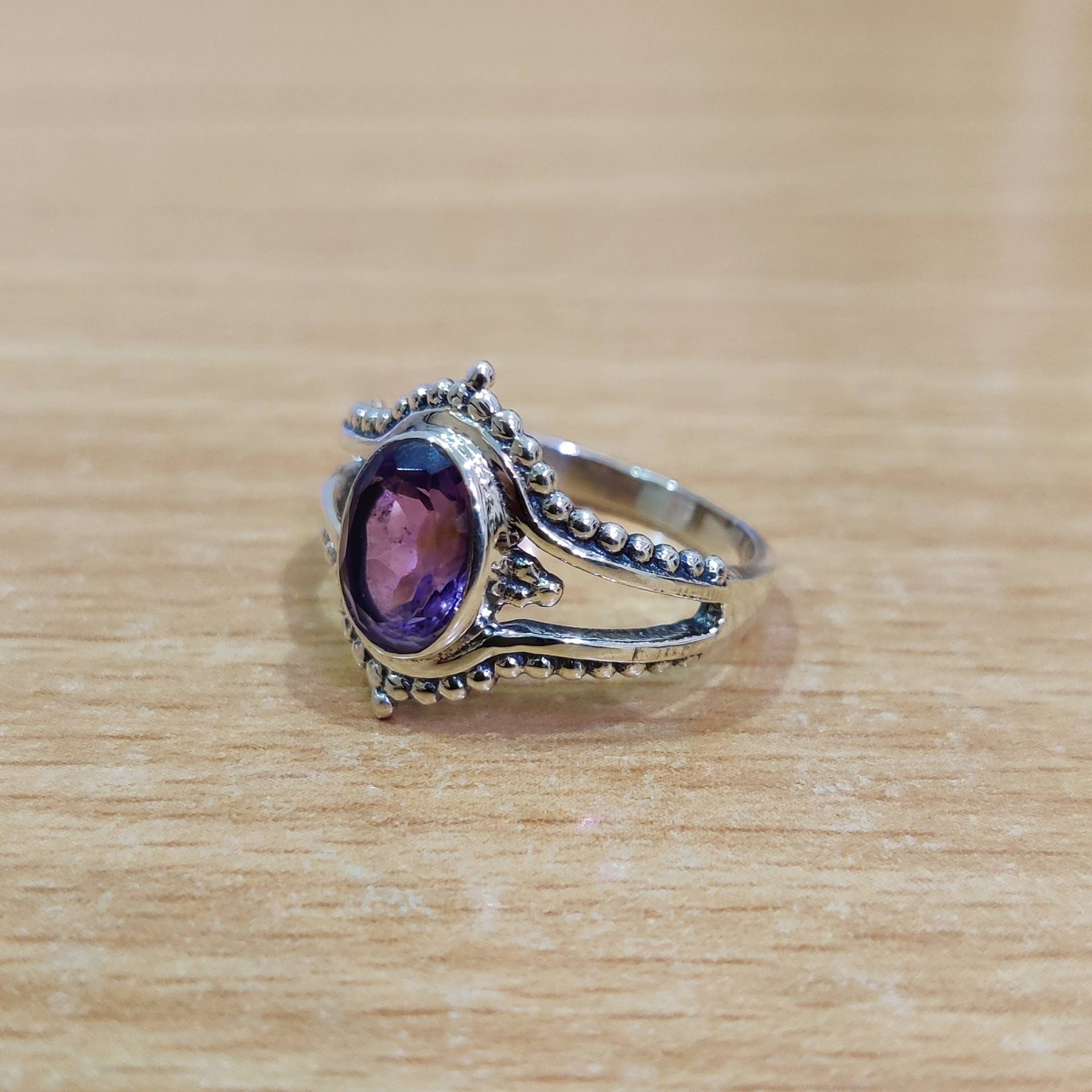 Amethyst Edelstein 925 Sterling Silber Ring, Geschenk Für Sie, Bestes Hochzeit, Silberschmuck Valentinstag, Edelsteinringe Geschenke von Moonstoneringstore