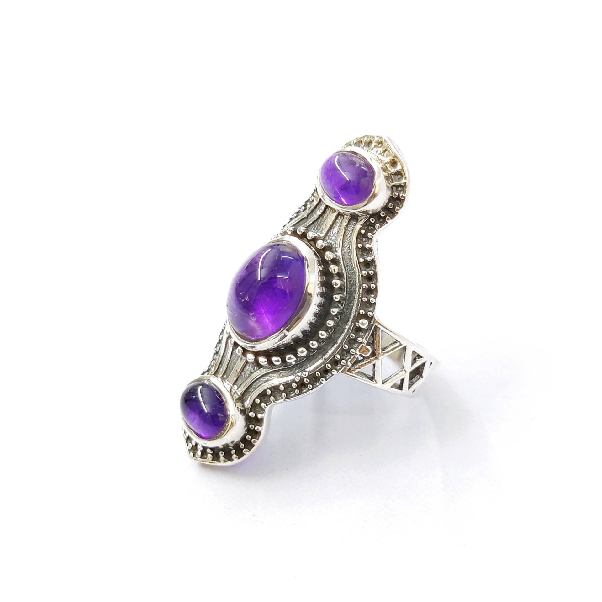 Amethyst Edelstein Ring, 925 Silber Handgemachter Attraktiver Geschenk Für Sie, Valentinstag von Moonstoneringstore