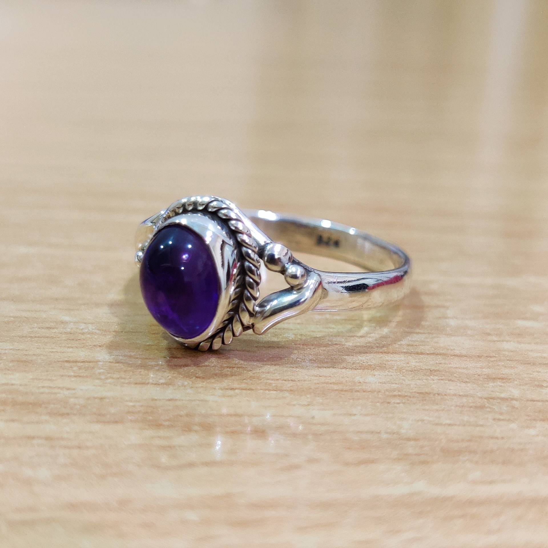 Amethyst Edelstein Ring, Silber 925 Sterling Ring Für Frauen, Handgefertigter Boho Geschenke Sie, Erschwinglicher Schmuck von Moonstoneringstore