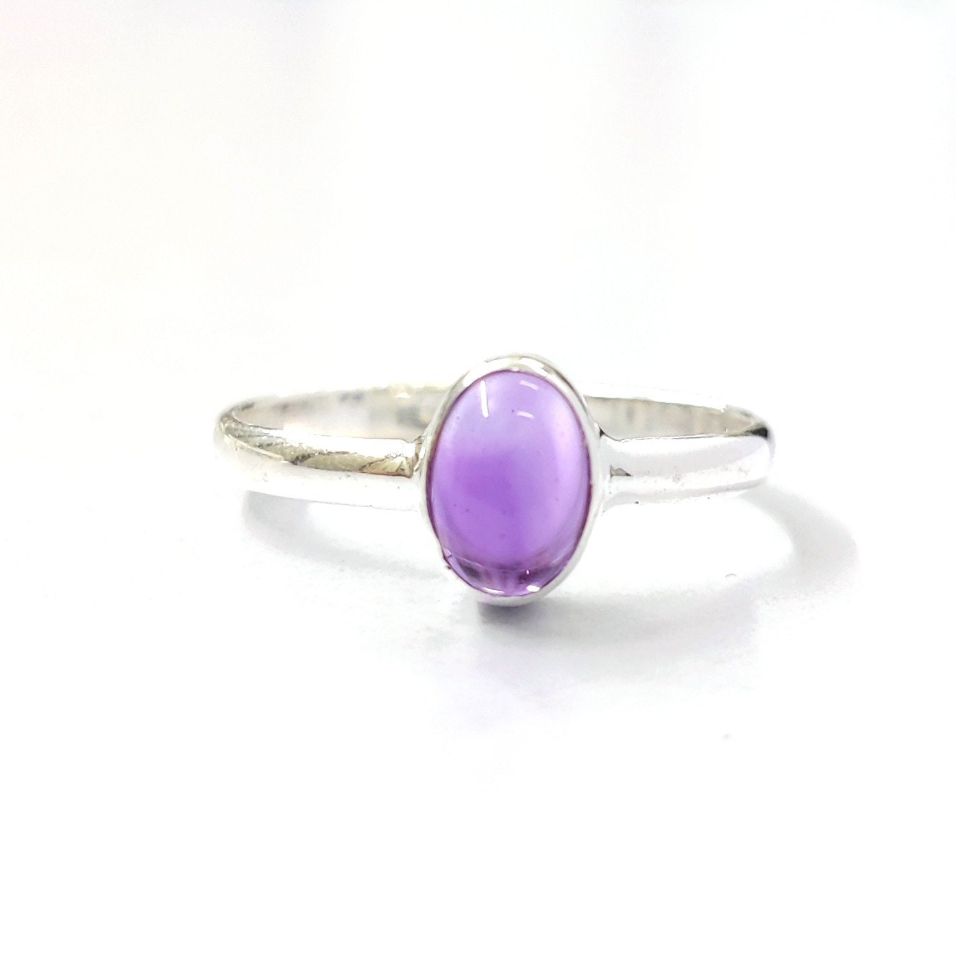 Amethyst Edelstein Silber Ring, 925 Sterling Ring Für Geschenk, Reiner Frauen Handgemachter Geschenk von Moonstoneringstore