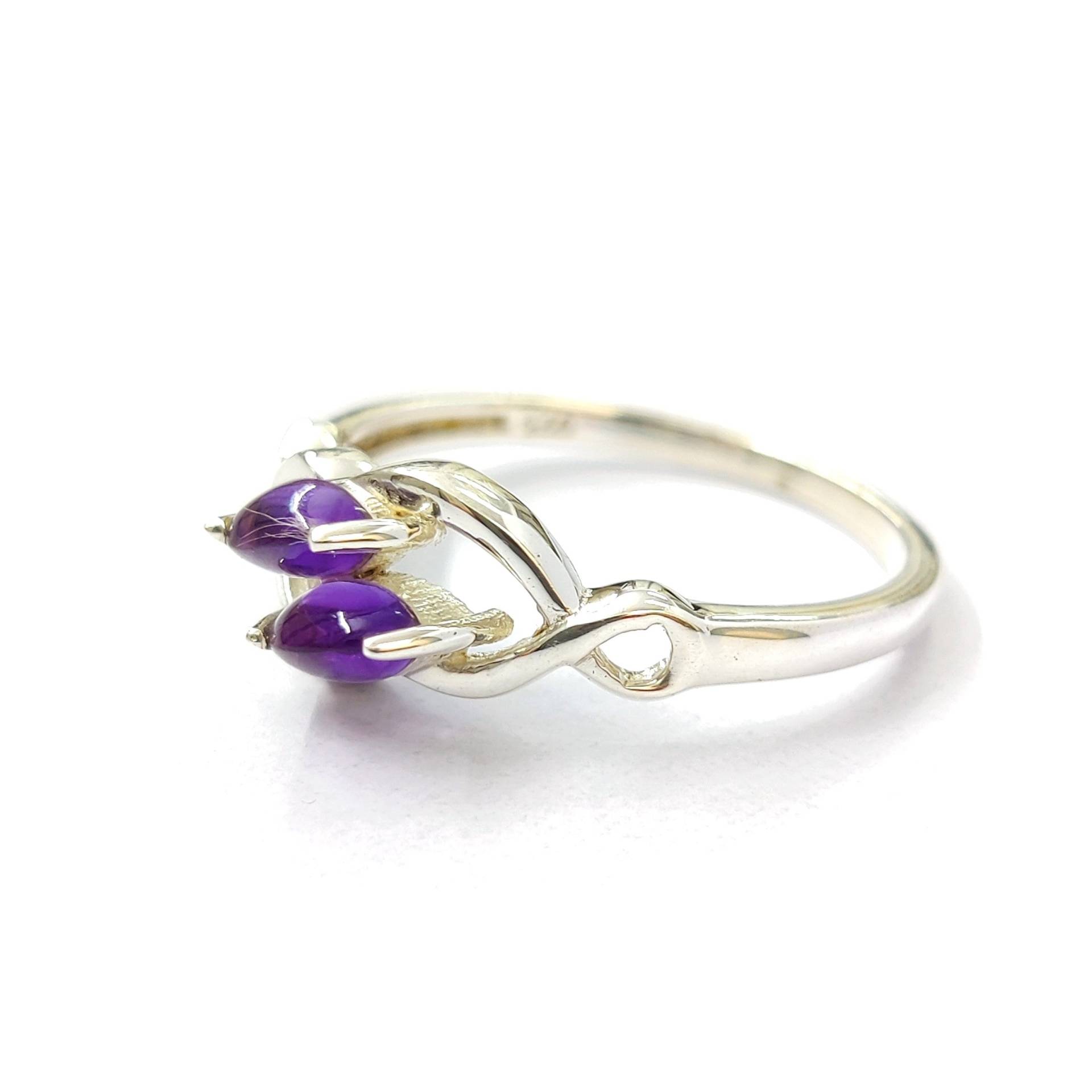 Amethyst Silber Ring, 925 Sterling Handgemachter Reines Verlobungsring, Frauen Edelstein Ring Für Geschenk von Moonstoneringstore