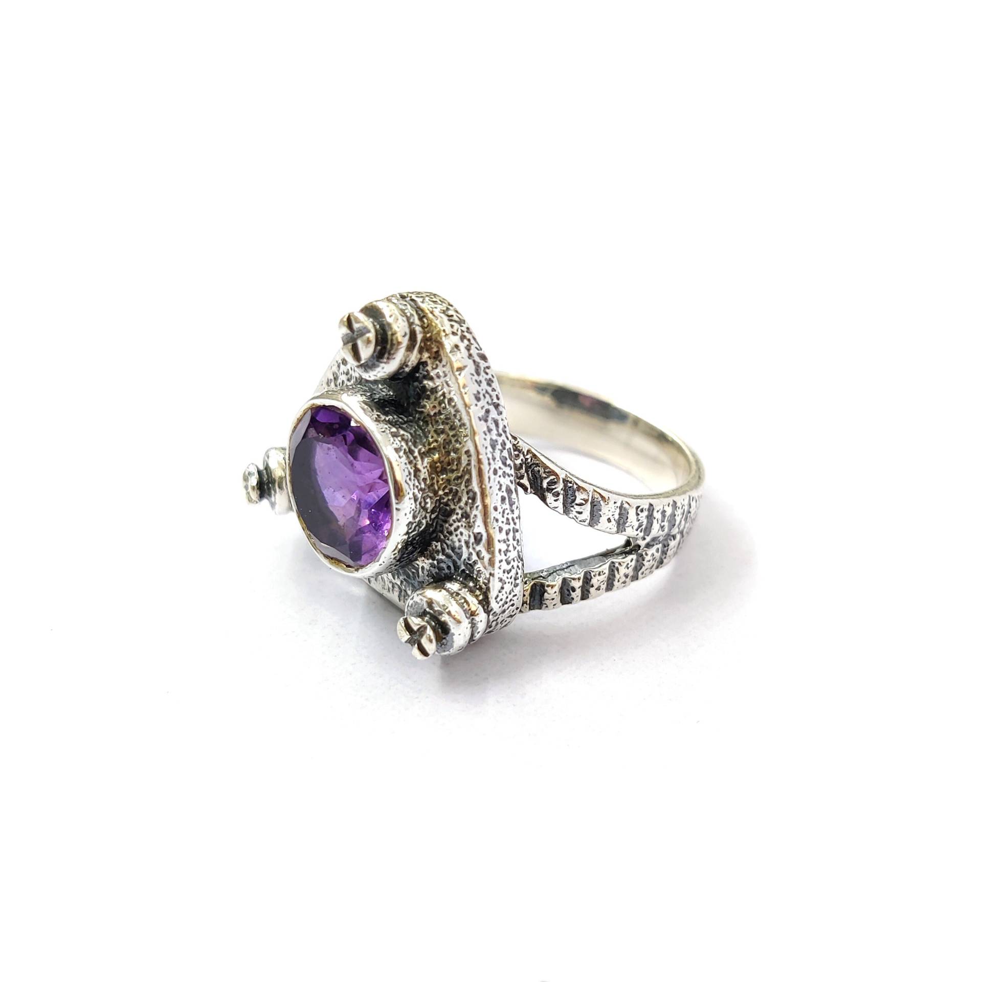 Amethyst Silberring, 925 Sterling Silber Ring, Frauen Reiner Handgemachter Ring Für Geschenk, Verlobungsring, Designer von Moonstoneringstore