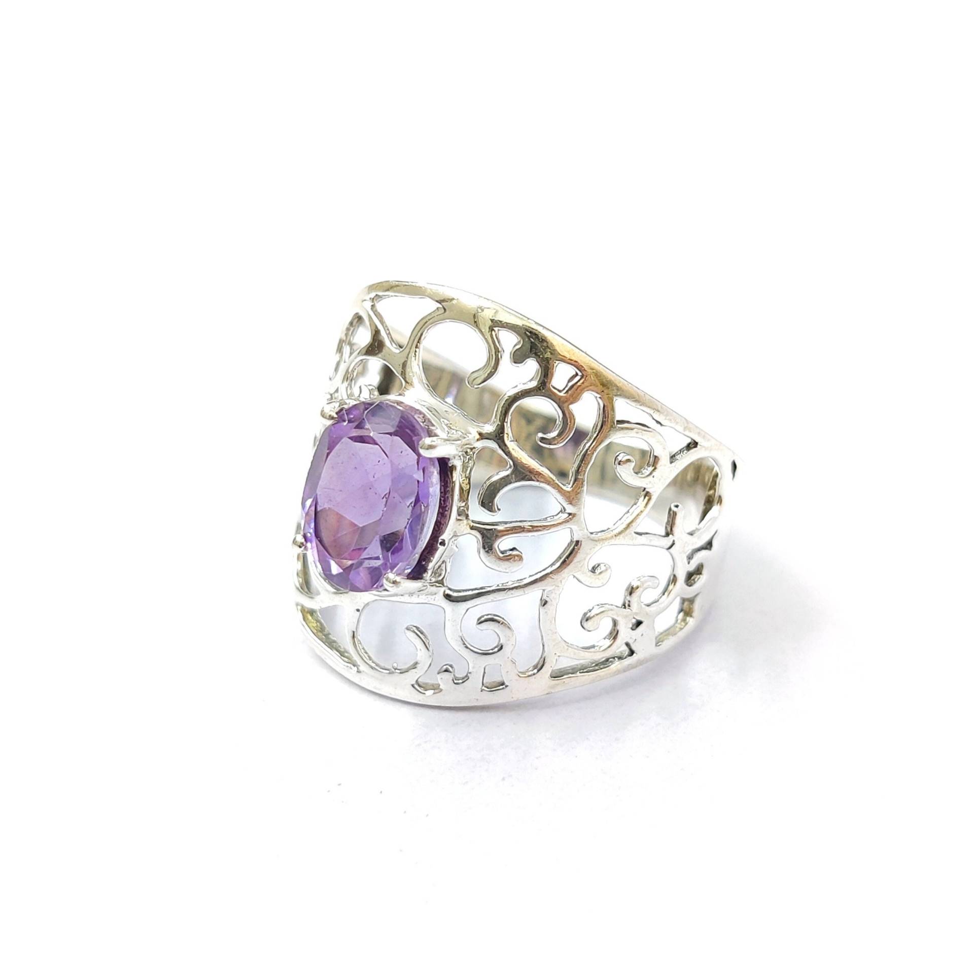 Amethyst Stein Ring 925 Sterling Silber Natürlicher Edelstein Ehering Frauen Handgemachter Halloween Geschenk Cyber Sale 2023 Für von Moonstoneringstore