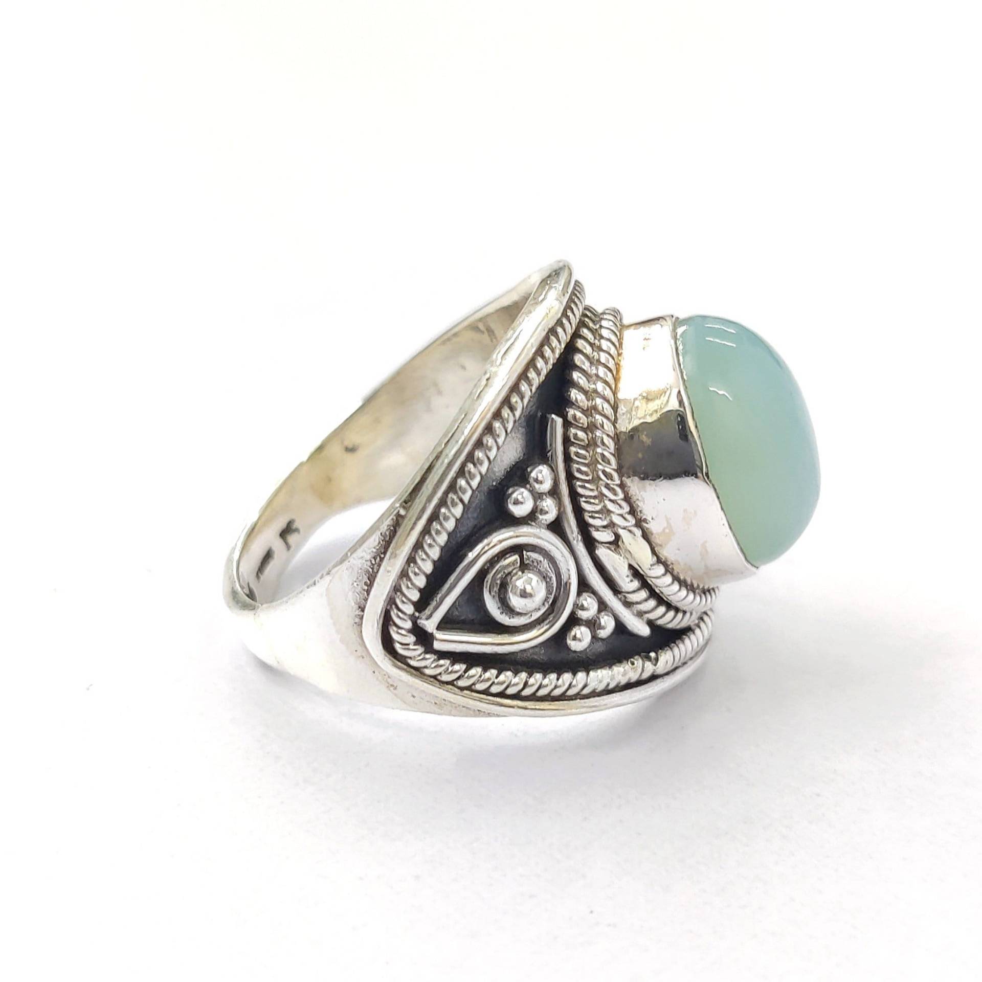 Aqua Chalcedon Edelstein 925 Sterling Silber Ring, Handgemachte Ringe Für Valentinstag Geschenk, Geschenk Sie, Hochzeitsgeschenk Sie von Moonstoneringstore