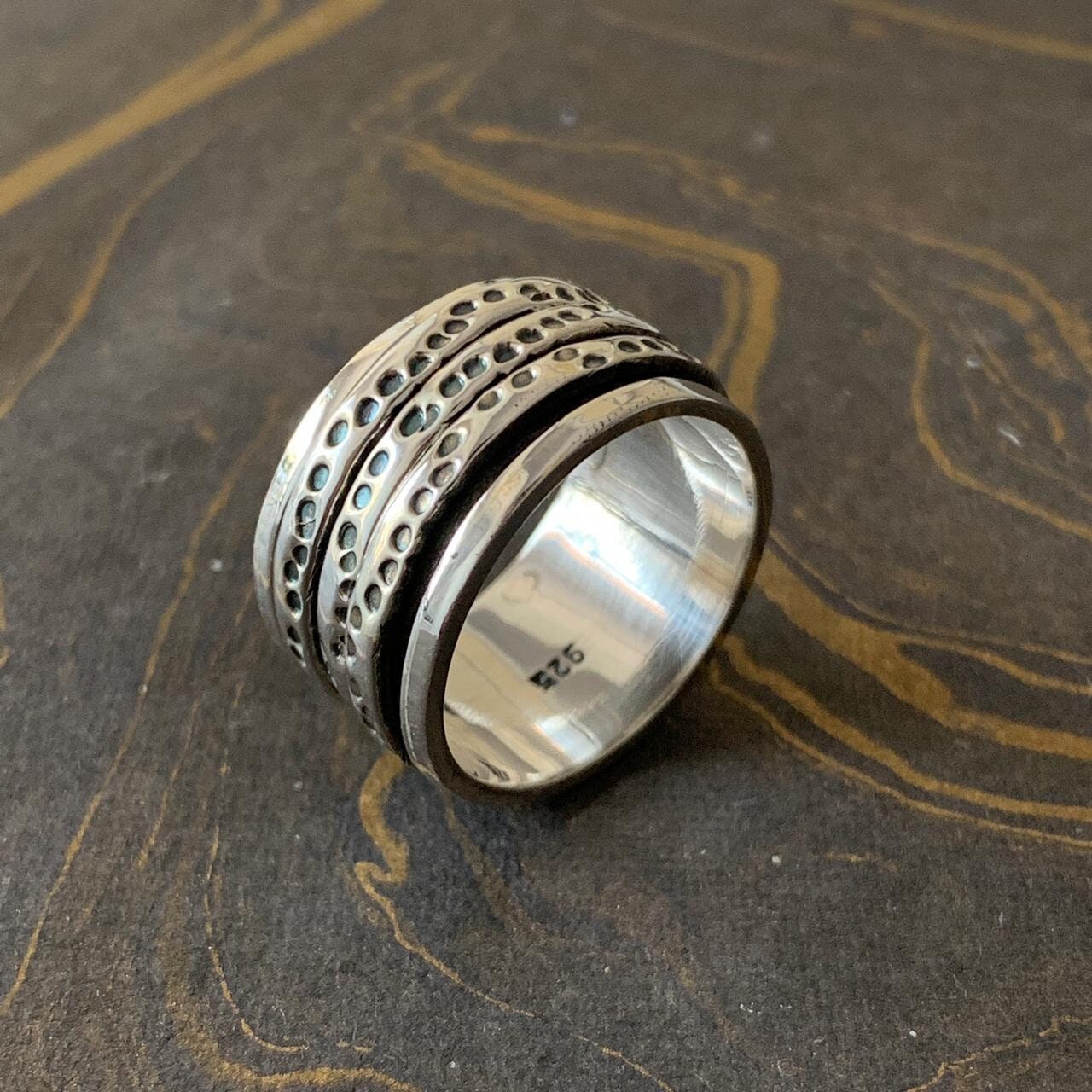 Attraktiver Spinner Ring-925 Sterling Silber-Multi Spin Ring-Zappeln Ring-Handgemachter Ring-Angst Ring-Daumen Ring-Ring Für Valentinstag Schmuck von Moonstoneringstore