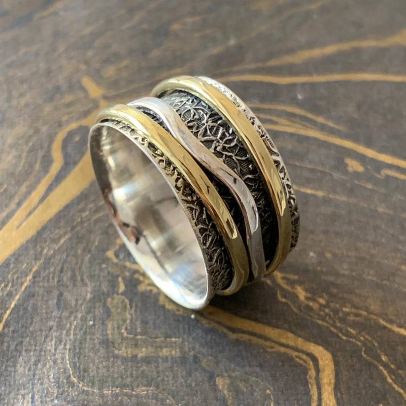 Beliebte Spinner Ring-925 Sterling Silber-Multi Spins Ring-Fidget Ring-Angst Ring-Handmade Ring-Daumen Ring-Stress Ring-Bester Ring Für Geschenk von Moonstoneringstore
