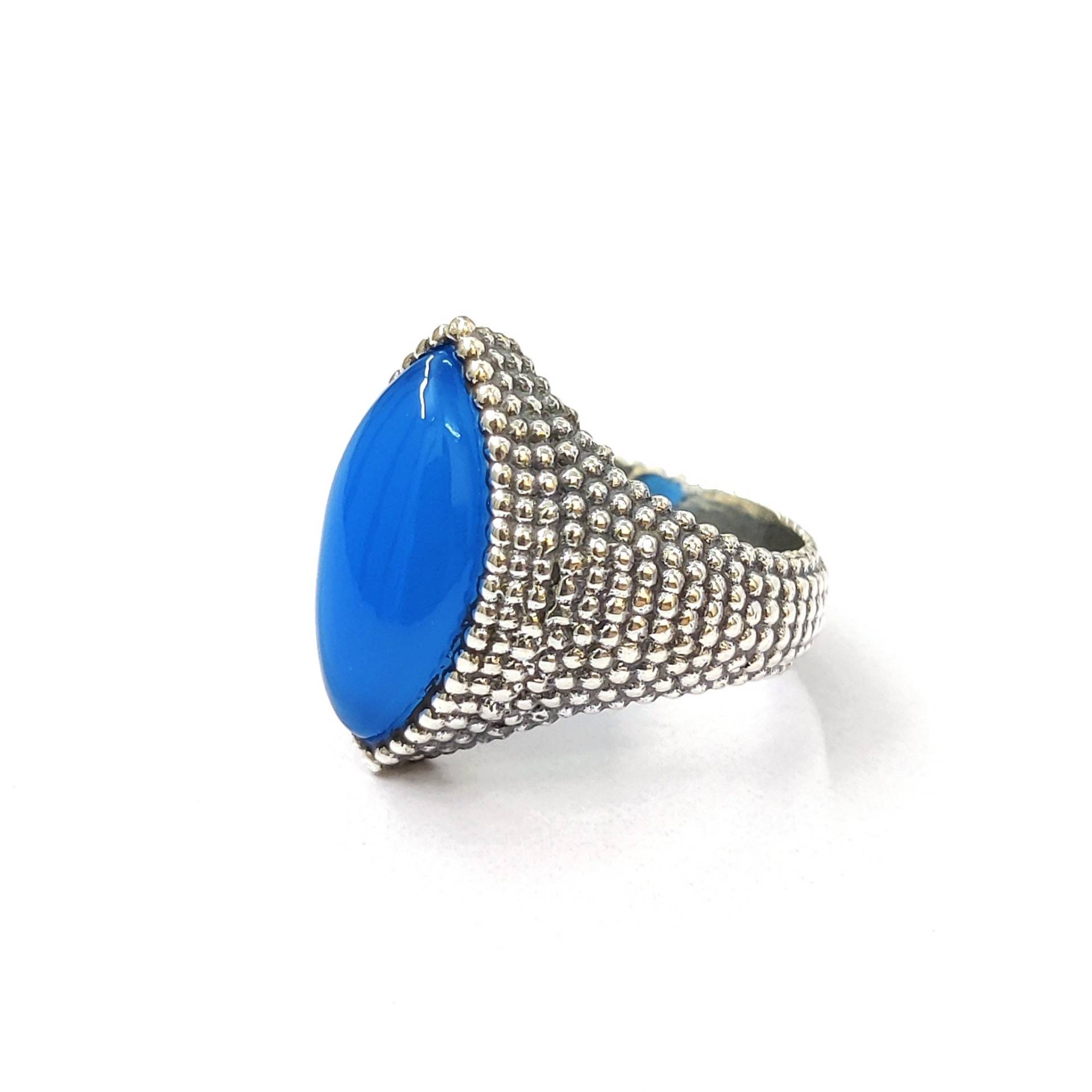 Blauer Chalcedon Ring Silber Ring-925 Sterling Ring-Zierliche Ring-Handgefertigte Ring-Frauen Ring-Männer Ring-Statement Ring-Geschenk Für Ihn von Moonstoneringstore