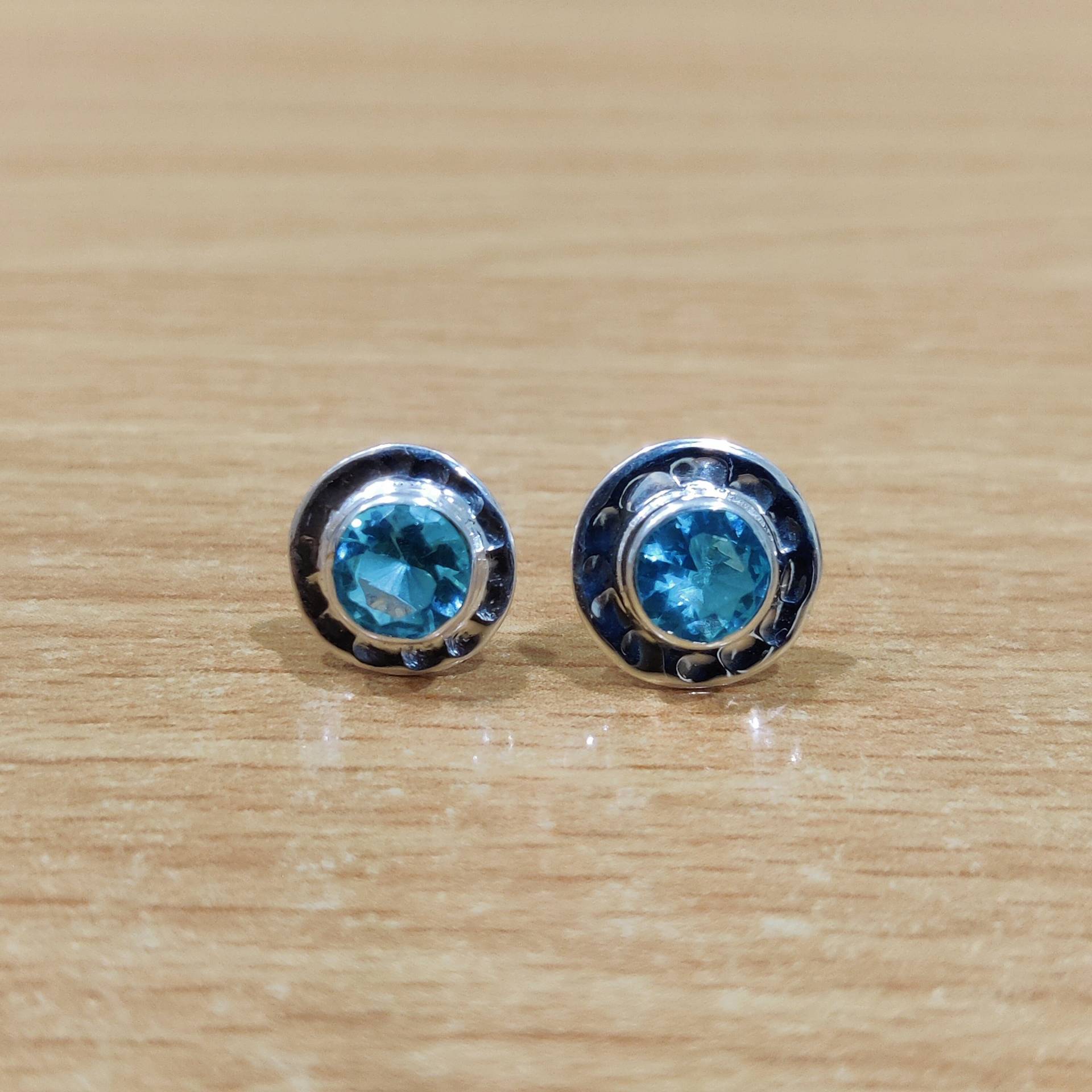 Blauer Quarz Edelstein 925 Sterling Silber Ohrstecker, Handgemachte Ohrstecker Für Valentinstag Geschenk, Hochzeitsschmuck Sie von Moonstoneringstore