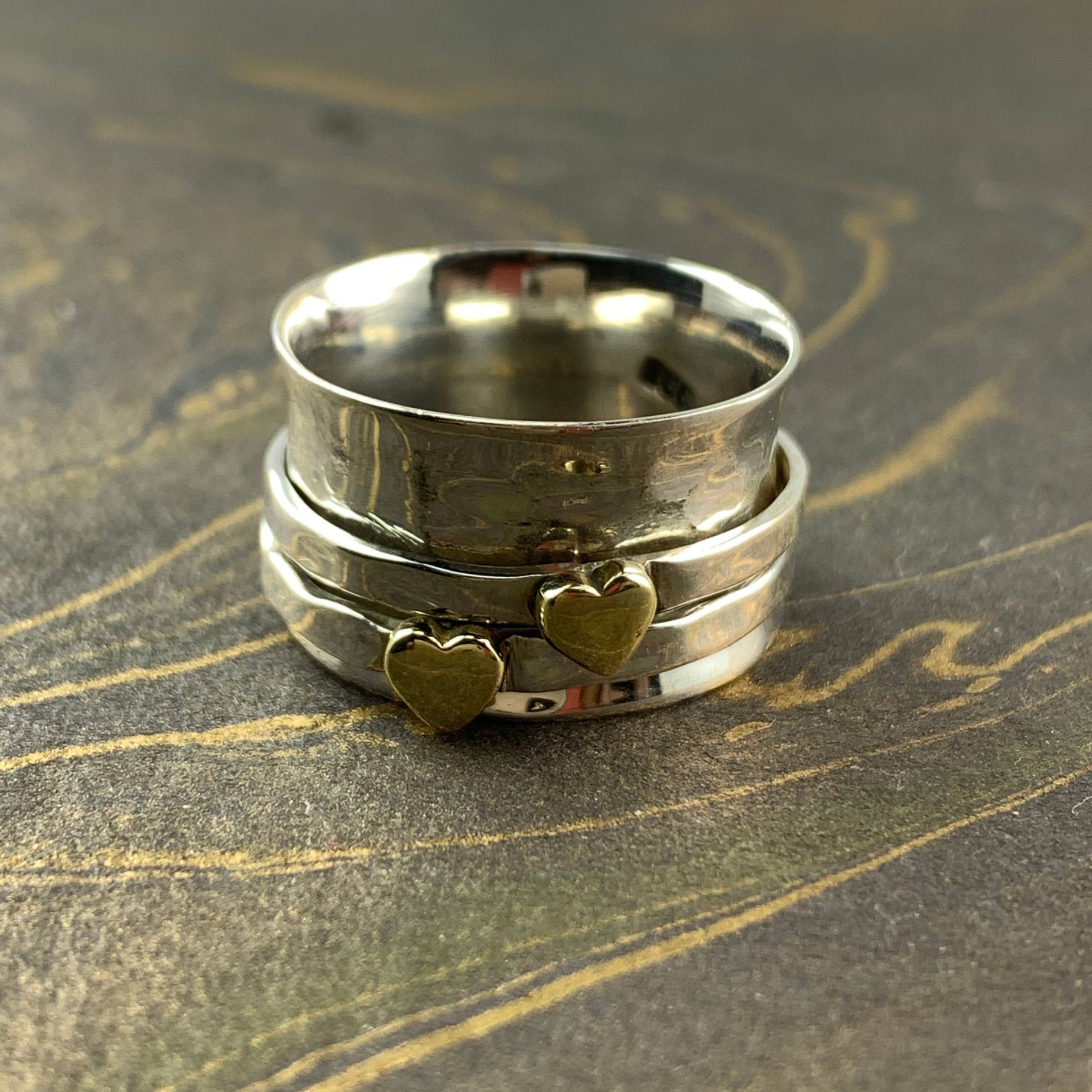 Designer Herz Spinner Ring 925 Sterling Silber Messing Handgemachter Multi Spins Daumen Für Geschenk von Moonstoneringstore