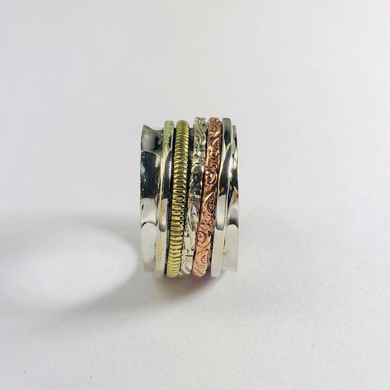 Designer Spinner Ring-925 Sterling Silber-Multi Spin Ring-Fidget Ring-Handmade Ring-Angst Ring-Daumen Ring-Ring Für Geschenk-Stressabbau von Moonstoneringstore