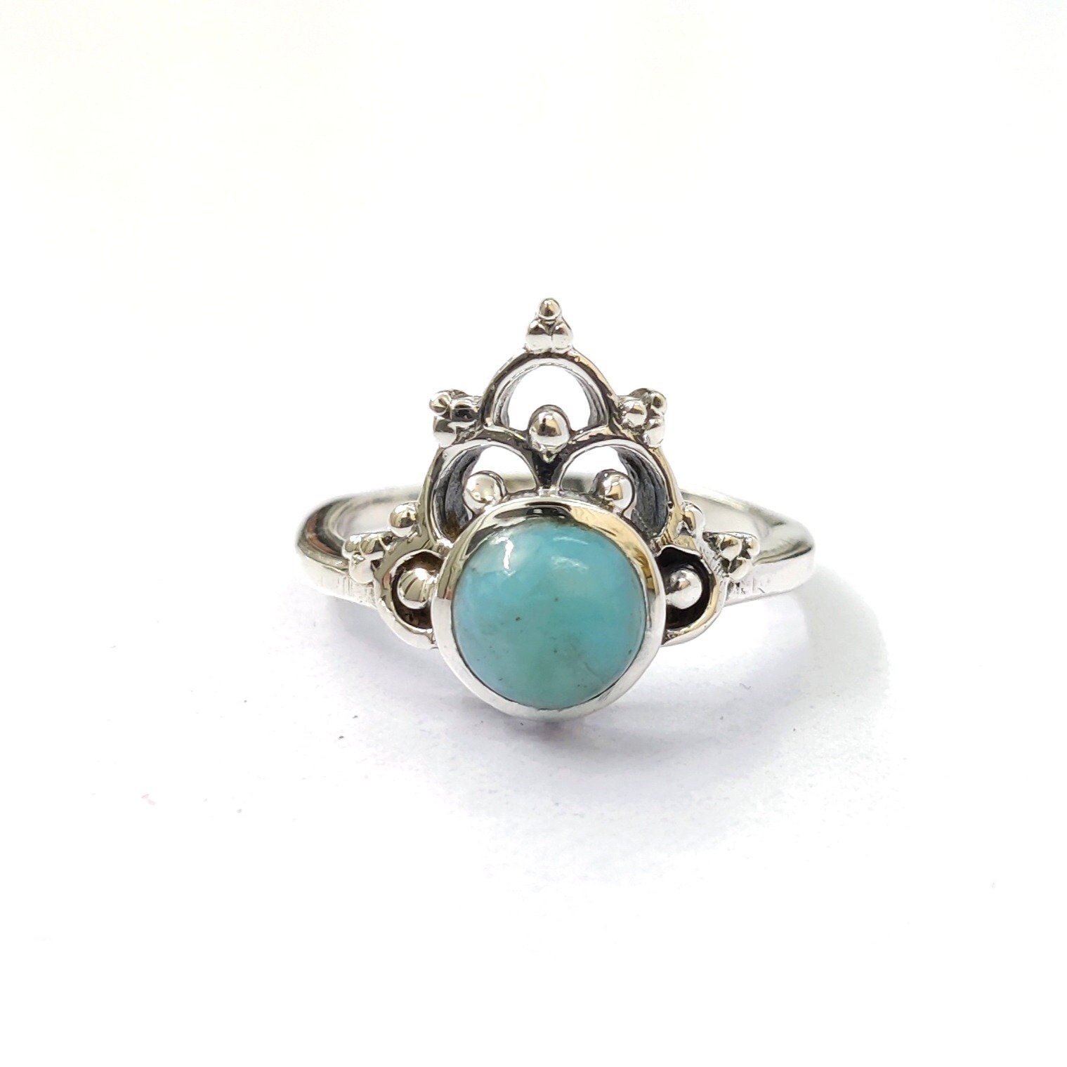 Larimar Silber Ring Designer 925 Sterling Frauen Natürlicher Edelstein Handgemachter Für Geschenk, Halloween Gift Cyber von Moonstoneringstore