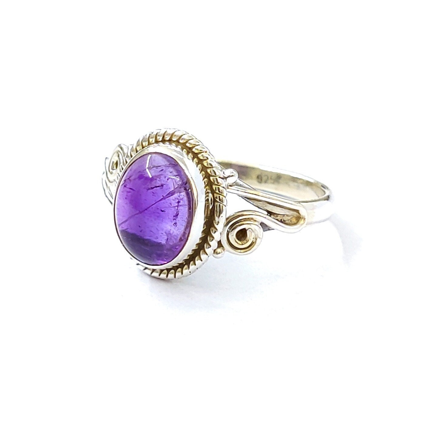 Natürlicher Amethyst Silberring 925 Sterling Silber Frauen Ring Statement Handgemachte Für Geschenk Edelstein Personalisiertes Sie von Moonstoneringstore