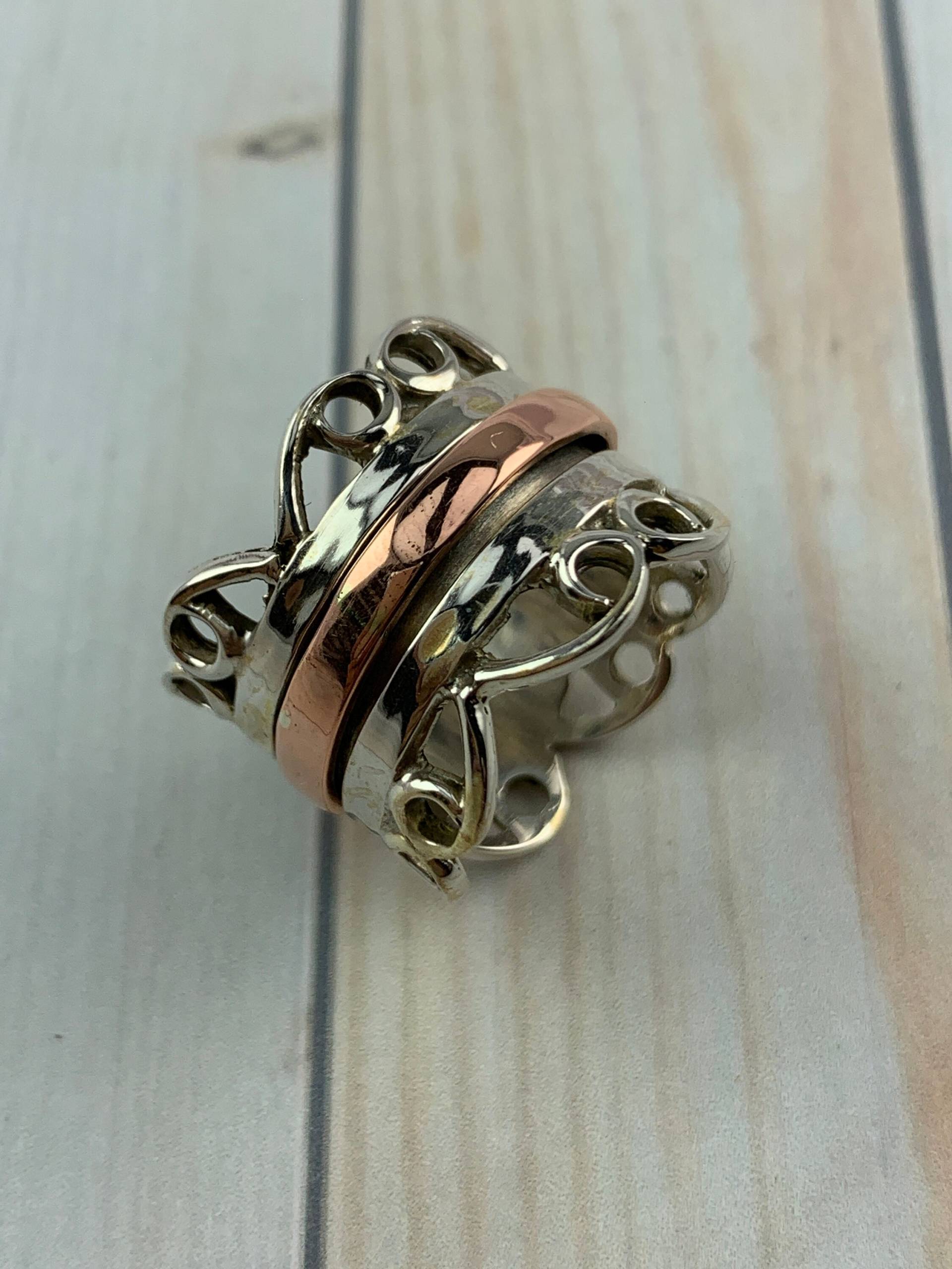 Schlichter Silber Spinner Ring-Bronze Spinner-Angst Ring 925 Ring-Handgemachter Ring-Multi Spins Ring-Daumen Ring-Zappeln Ring-Sorgen von Moonstoneringstore