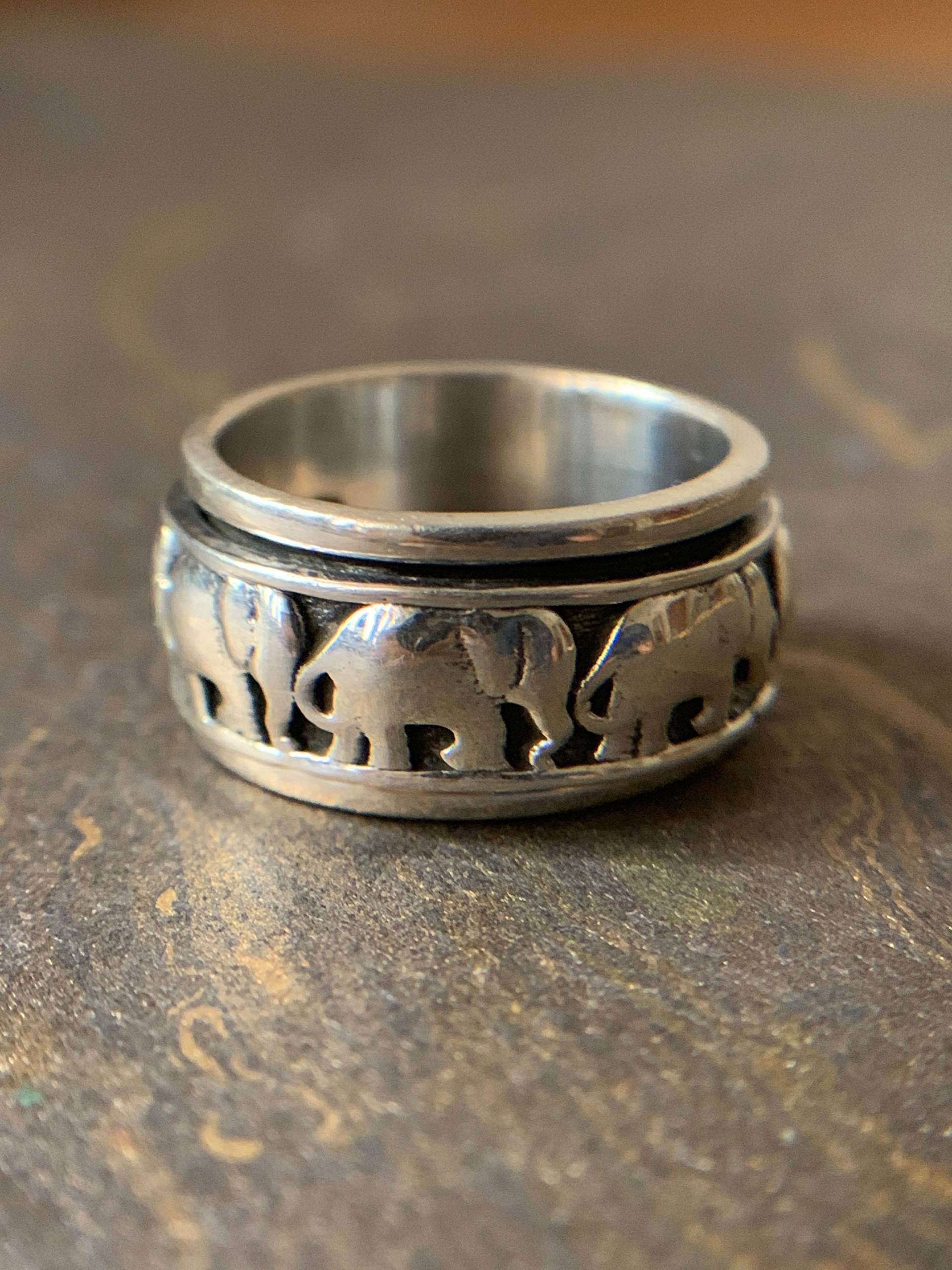 Schlichter Silber Spinner Ring-Elefant Ring-Angst Ring 925 Sterling Silber-Handgemachter Ring-Multi Spins Ring-Daumen Ring-Zappeln Ring-Sorgen von Moonstoneringstore