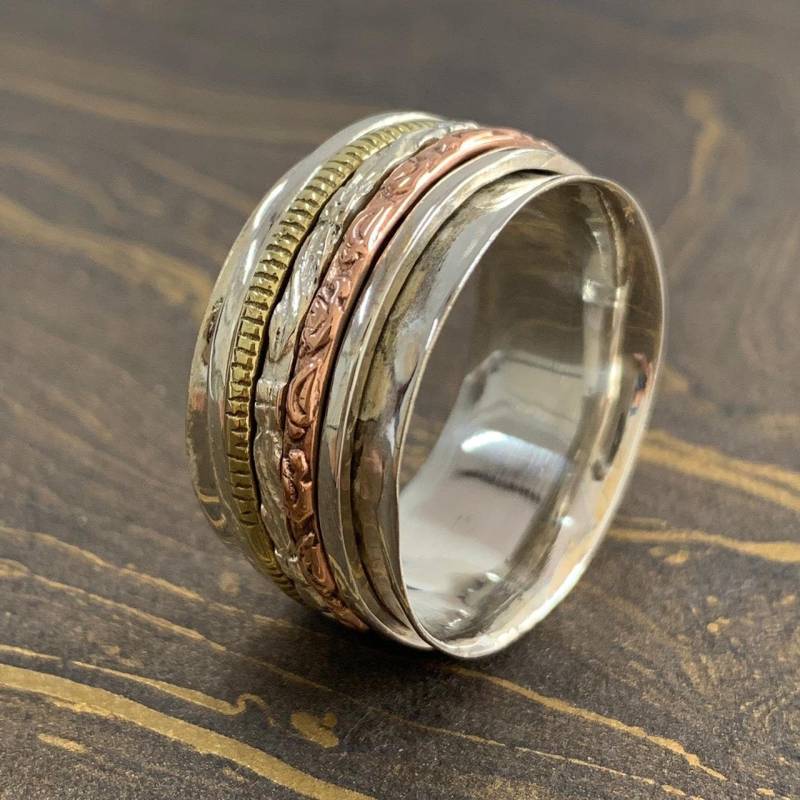Schlichter Spinner Ring-Fidget Ring-Angst Ring-925 Sterling Silber-Handgemachter Ring-Multi Spins Ring-Daumen Ring-Stress Ring-Bester Ring Für von Moonstoneringstore