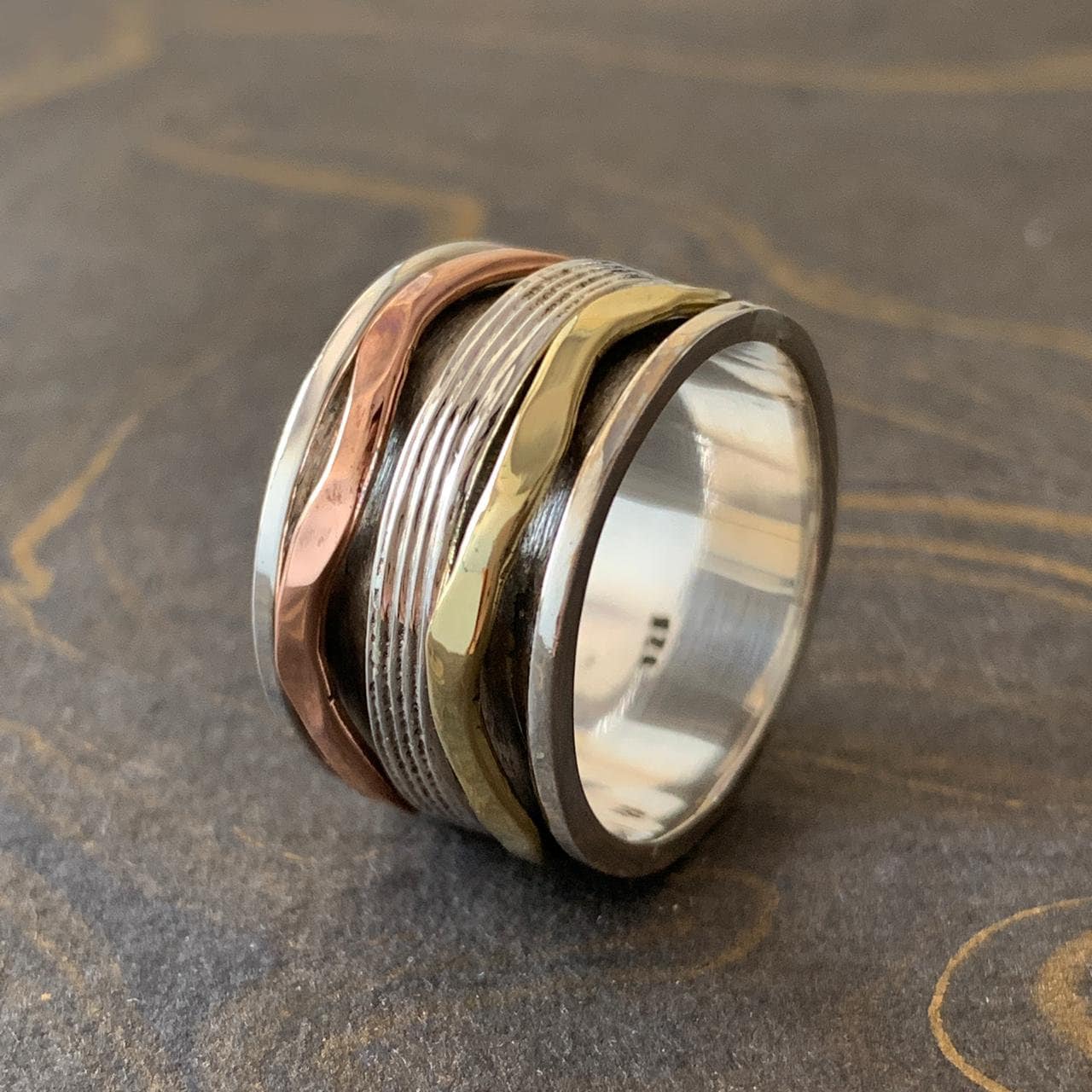 Schöner Spinner Ring 925 Sterling Silber Multi Spins Fidget Angst Handgemachter Daumen Stress Beste Für Geschenk von Moonstoneringstore