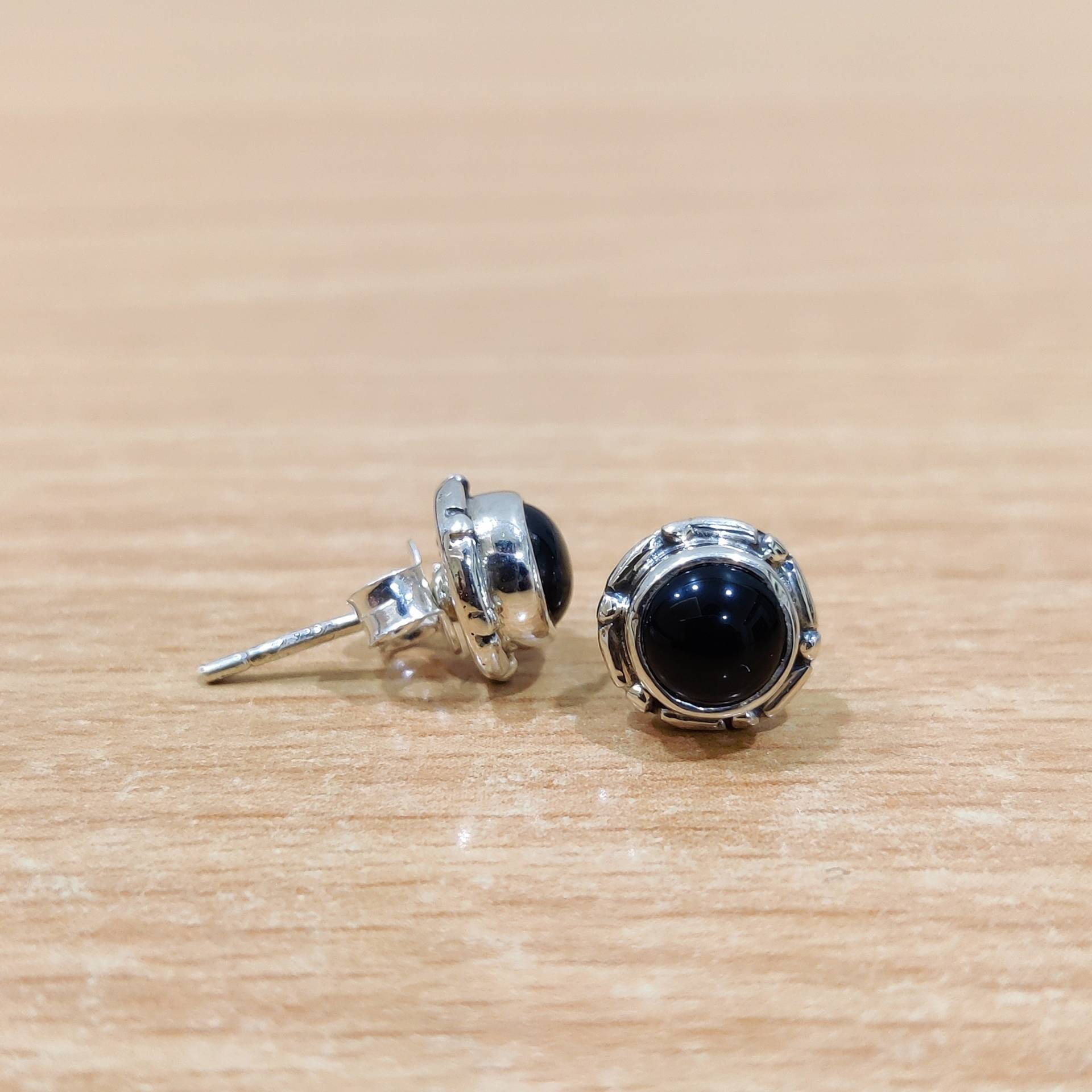 Schwarze Onyx Ohrstecker 925Er Silber Ohrringe Stein Für Frauen Creolen Set, Reiner Ring Valentinstag Geschenke von Moonstoneringstore