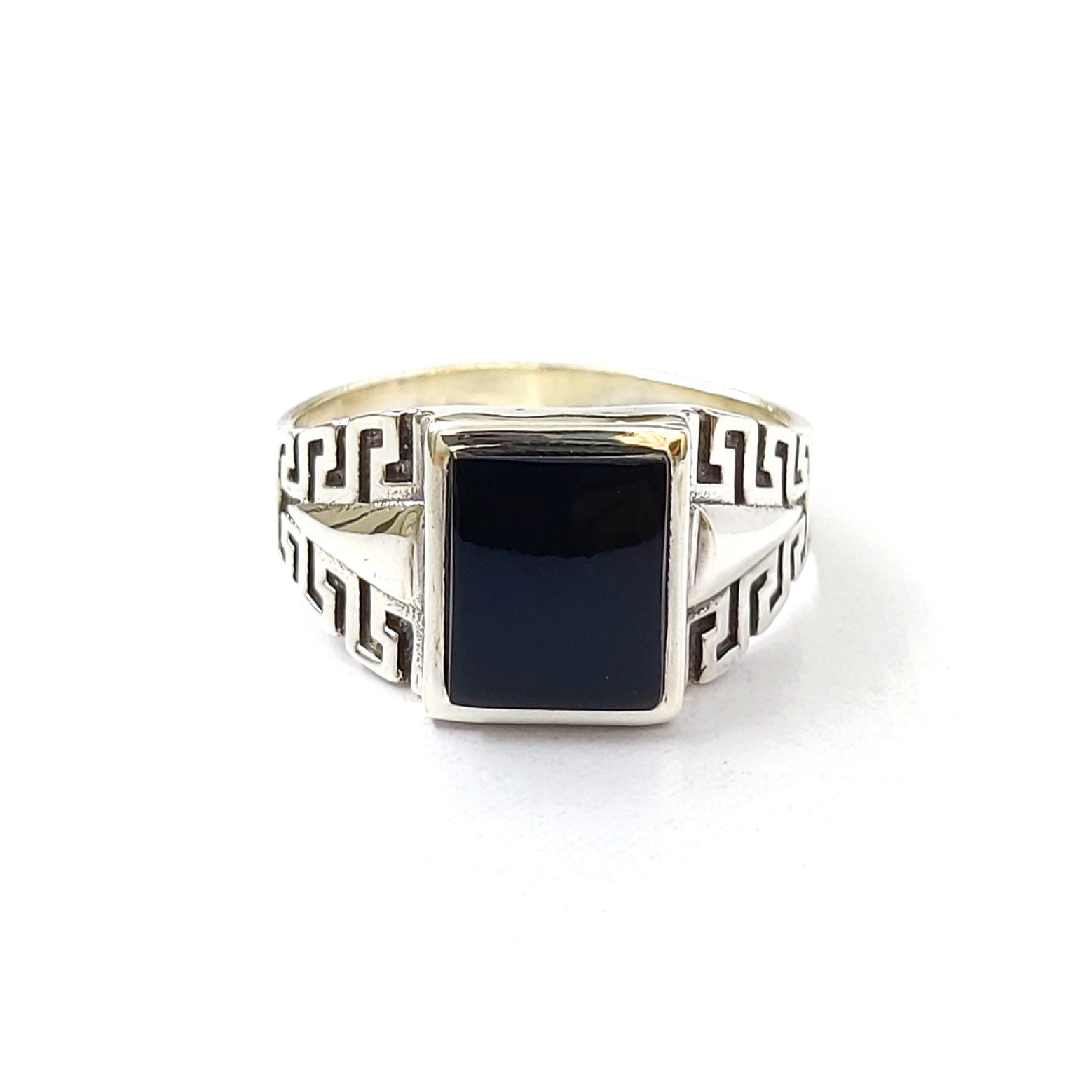 Schwarzer Onyx Edelstein 925 Sterling Silber, Handgemachter Ring, Unisex Statement Verlobungsring, Ring Für Geschenk von Moonstoneringstore