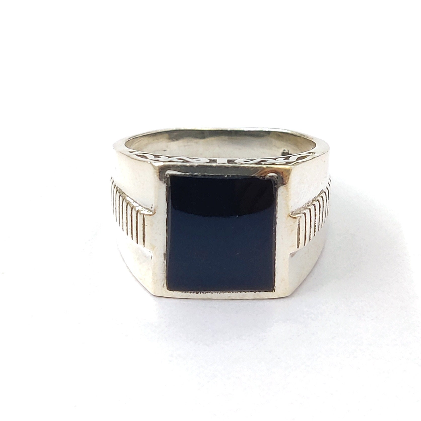 Schwarzer Onyx Ring-925 Sterling Silber-Männer Ring-Filigraner Ring-Handgefertigter Silber Ring-Frauen Ring-Statement Ring-Geschenk Für Ihn-Ring von Moonstoneringstore