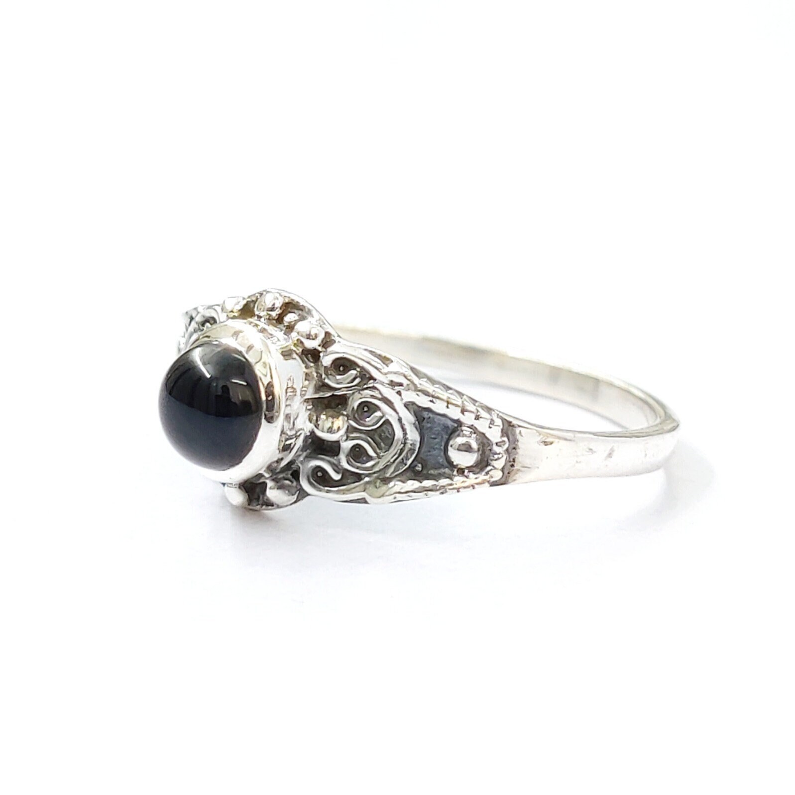 Schwarzer Onyx Silber Ring, 925 Sterling Silber, Frauen Geschenk Für Sie, Reiner Verlobungsring, Handgemachter Edelstein Ring von Moonstoneringstore