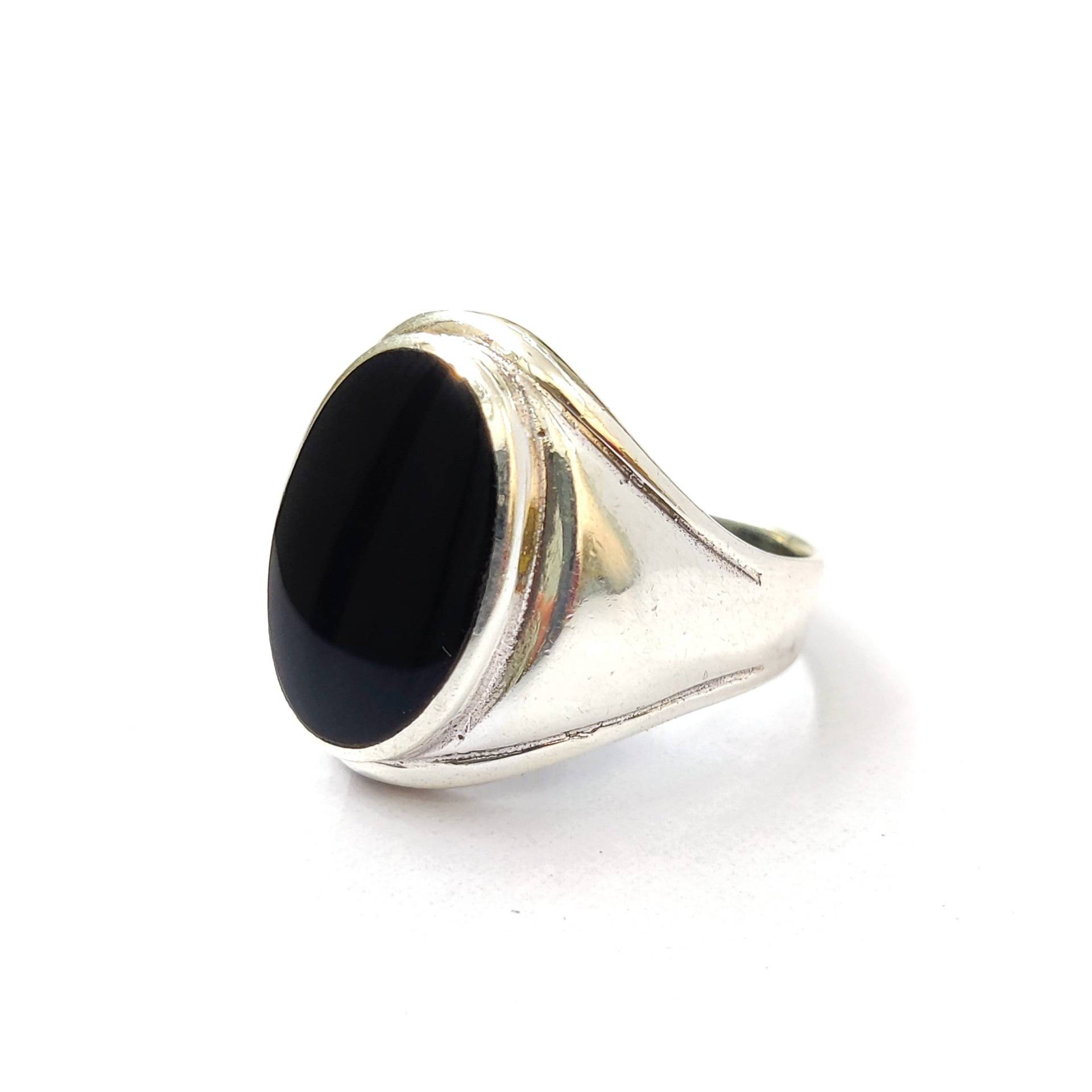 Schwarzer Onyx Edelstein Silberring 925 Sterlingsilber Ring Handgemachter Reiner Silber Daumenring Frauen Und Männer Für Geschenk von Moonstoneringstore