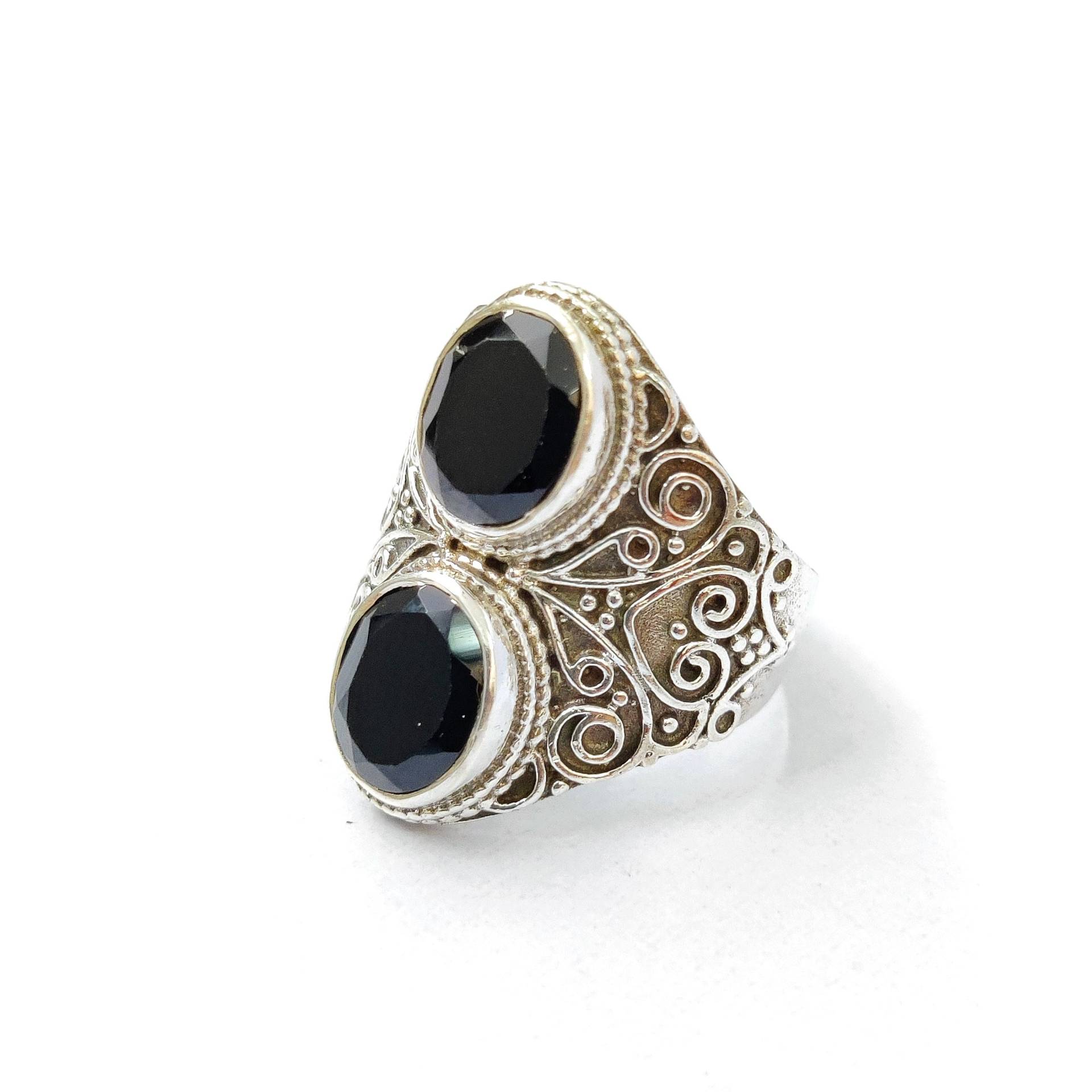 Schwarzer Onyx Silberring 925Er Verlobungsring Handgemachter Ring Frauenring Einzigartiger Geschenk Zum Hochzeitstag von Moonstoneringstore