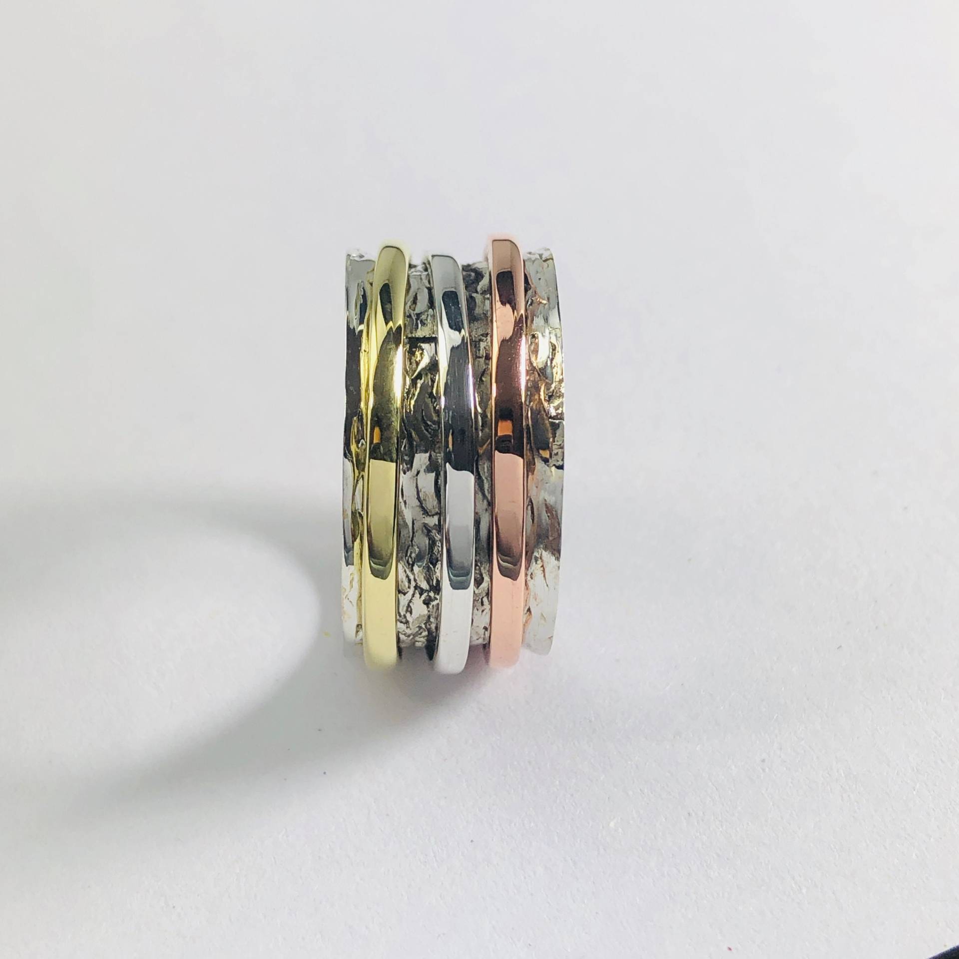 Silber Spinner Ring 925 Sterling Multi Handgemachter Daumenring Herrenring Gehämmerter Ring, Weihnachtsgeschenk Für Sie von Moonstoneringstore