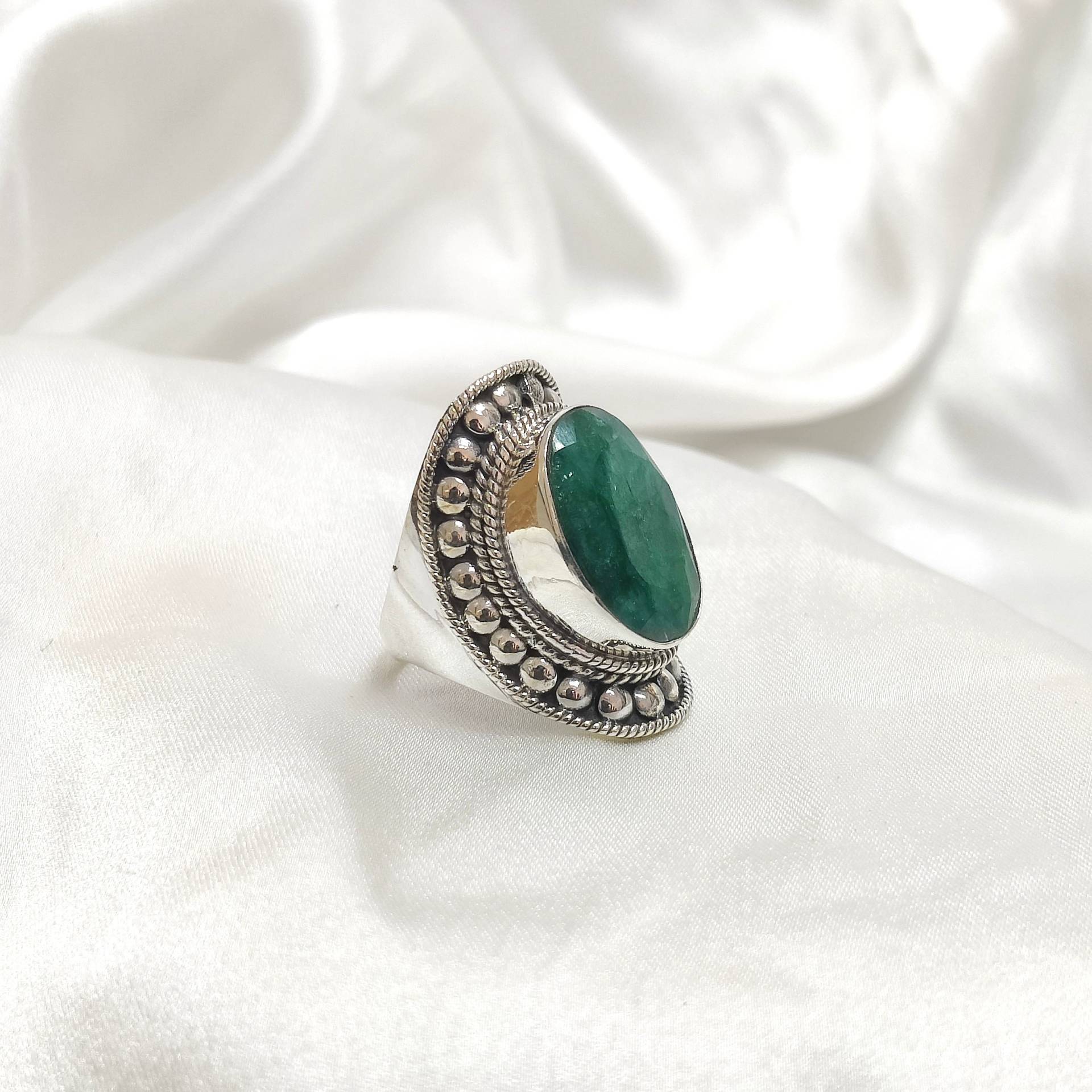 Smaragd Edelstein 925 Sterling Silber Ring, Vintage Handgemachte Ringe Für Frauen, Geschenke Valentinstag, Geschenk Frauen von Moonstoneringstore