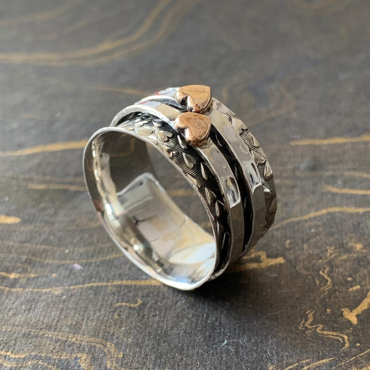 Spinner 925 Sterling Silber Ring-Multi Spins Ring-Fidget Ring-Angst Ring-Handmade Ring-Daumen Ring-Stress Ring-Beste Ringe Für Geschenk von Moonstoneringstore