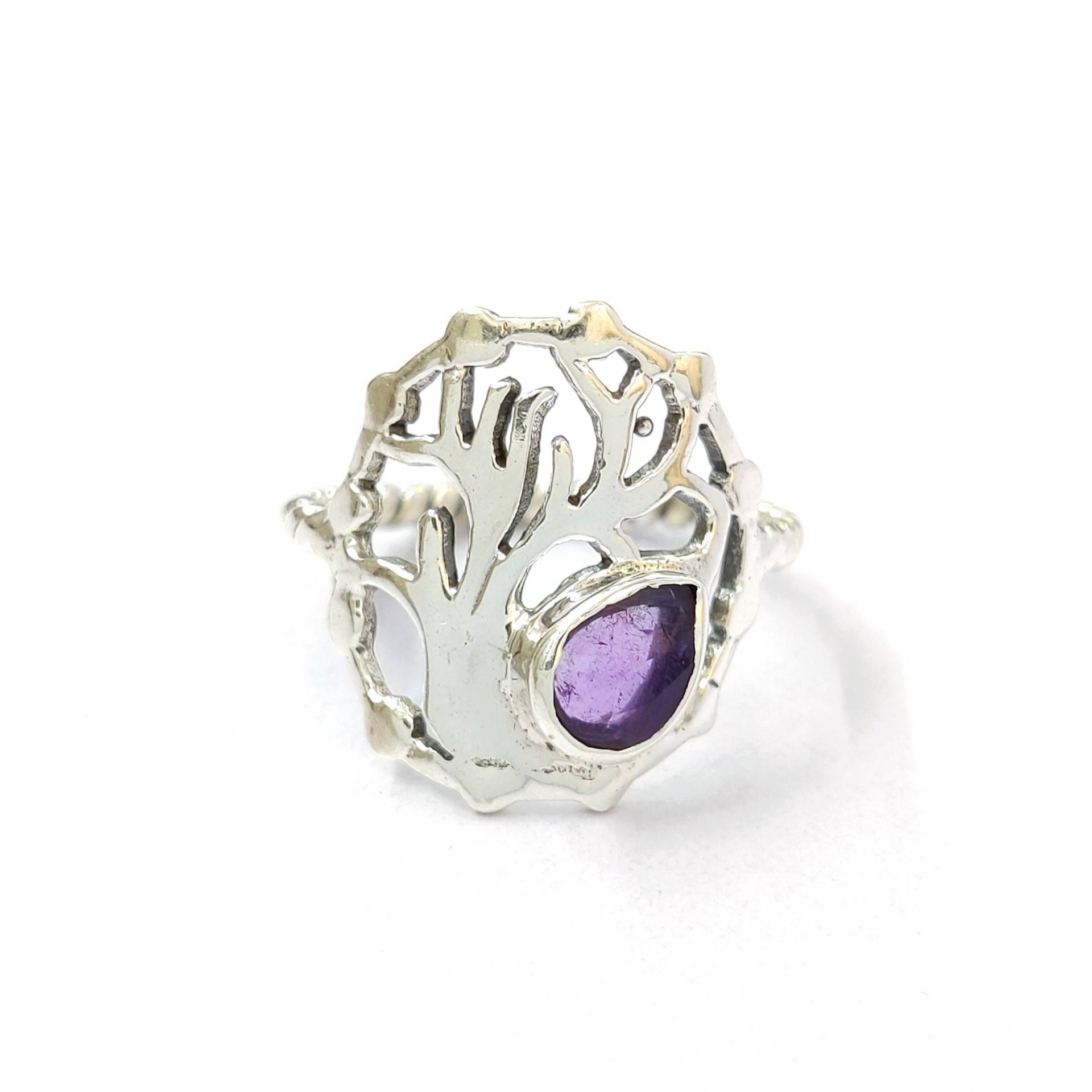 Teardrop Amethyst Edelstein Silberring, Schöner Ring, 925 Sterling Silber, Frauen Handgemachter Attraktiver Erschwingliche Geschenke von Moonstoneringstore