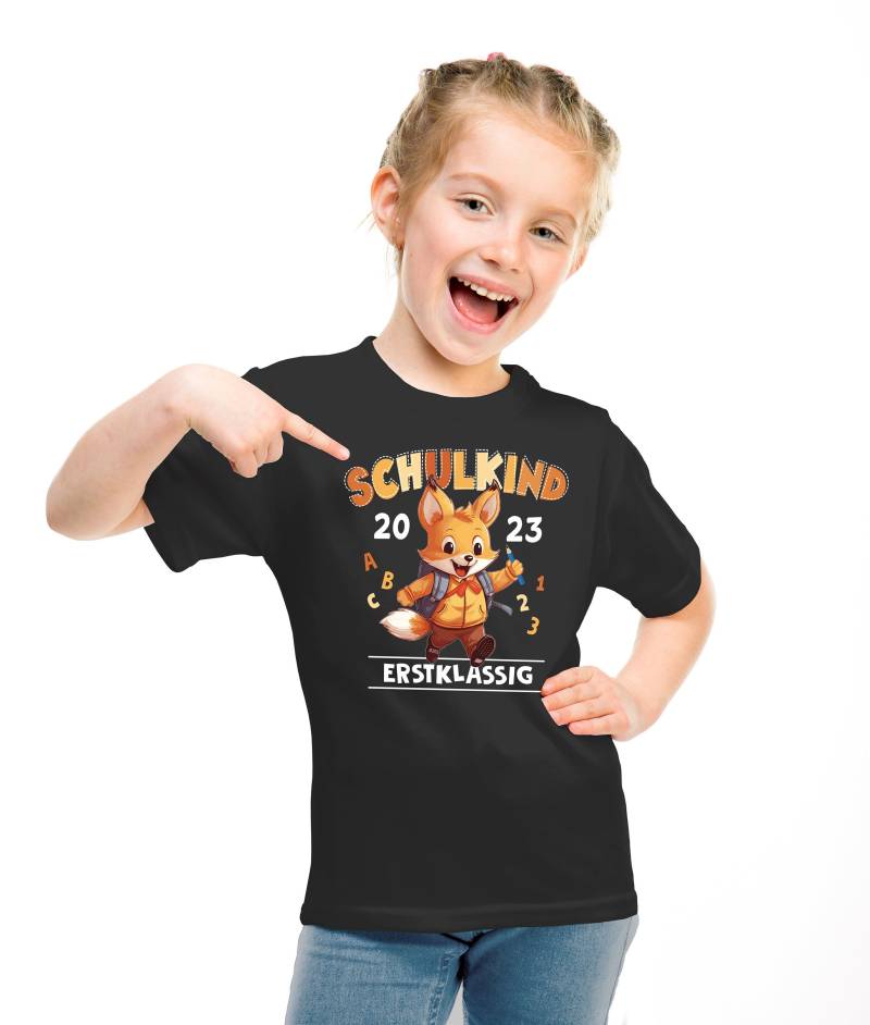Kinder T-Shirt Mädchen Schulkind 2023 Erstklassig Fuchs Abc Geschenk Zur Einschulung Moonworks® von MoonworksStore