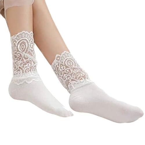MoonyLI 2 Paar Damen Baumwolle Extra Warm Winter Crew Boot Socken Spitze Socken Mit Rüschen Rüschen Spitze Top Baumwolle Casual Socken von LUMoony