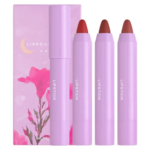 Nicht klebriger Lipgloss,Samt-Lippenstift-Make-up, nicht klebend - 3-teiliges, langlebiges Lipgloss-Set, pigmentiertes Lippen-Make-up, Geschenk für Frauen Moonyan von Moonyan