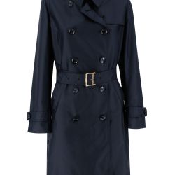Damen-trenchcoat Aus Marineblauem Technischen Stoff von Moorer