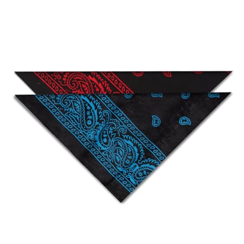 Bandana Baumwolle 100%, Bandana Kopftuch 2 Pcs, Halstuch Nickituch Damen, Bandana Head Scarf Protective, Scarf Paisley Pattern mit Mischfarben Rot und Blau/Gelb und grün von Moorle