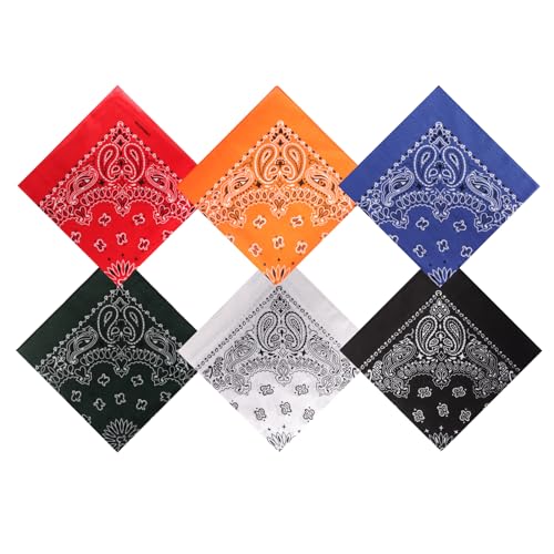Bandana Kopftuch 6 Stück - Baumwolle 100%, Halstuch Nickituch Damen, Head Scarf Protective, Paisley Muster Mit Mischfarben von Moorle