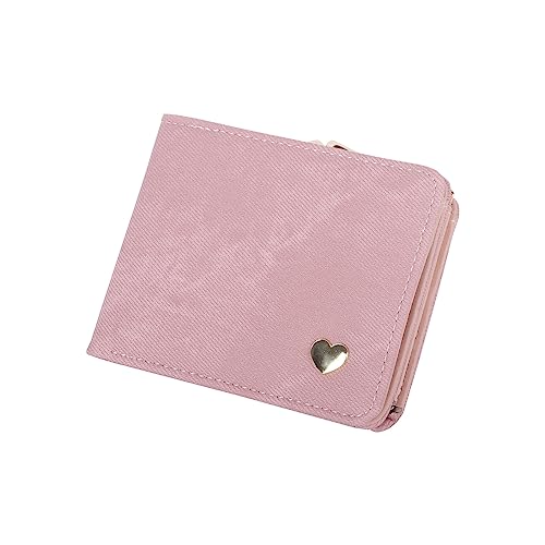 Geldbörse Damen Münzbörsen Mini, Doppelt Gefaltete Mit Vielen Fächern ，Leinwand Neuheit Geldbörse,Elegant Portemonnaie Brieftasche mit viele Kreditkarten Fächer Geschenke für Mädchen (rosa) von Moorle